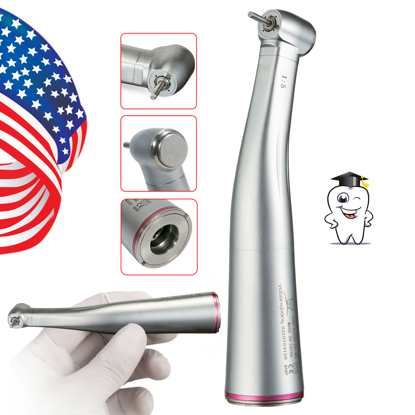 NSK Style Dental 1:1/1:5/20:1 Fiber Optic LED Increasing Contra Angle Handpiece