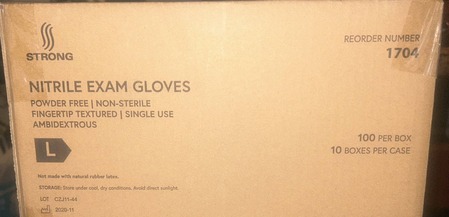 Nitrile Gloves – Large (non-medical). 1000/case. Light blue in color.