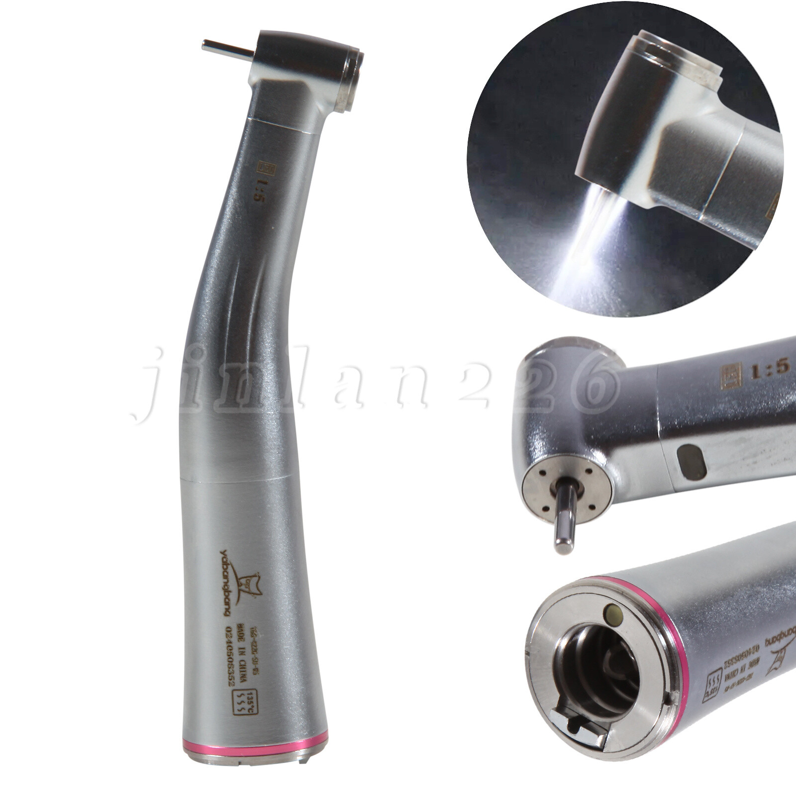Dental 1:5 Optic LED Contra Angle Increasing Handpiece Fit NSK Electric Motor ZS