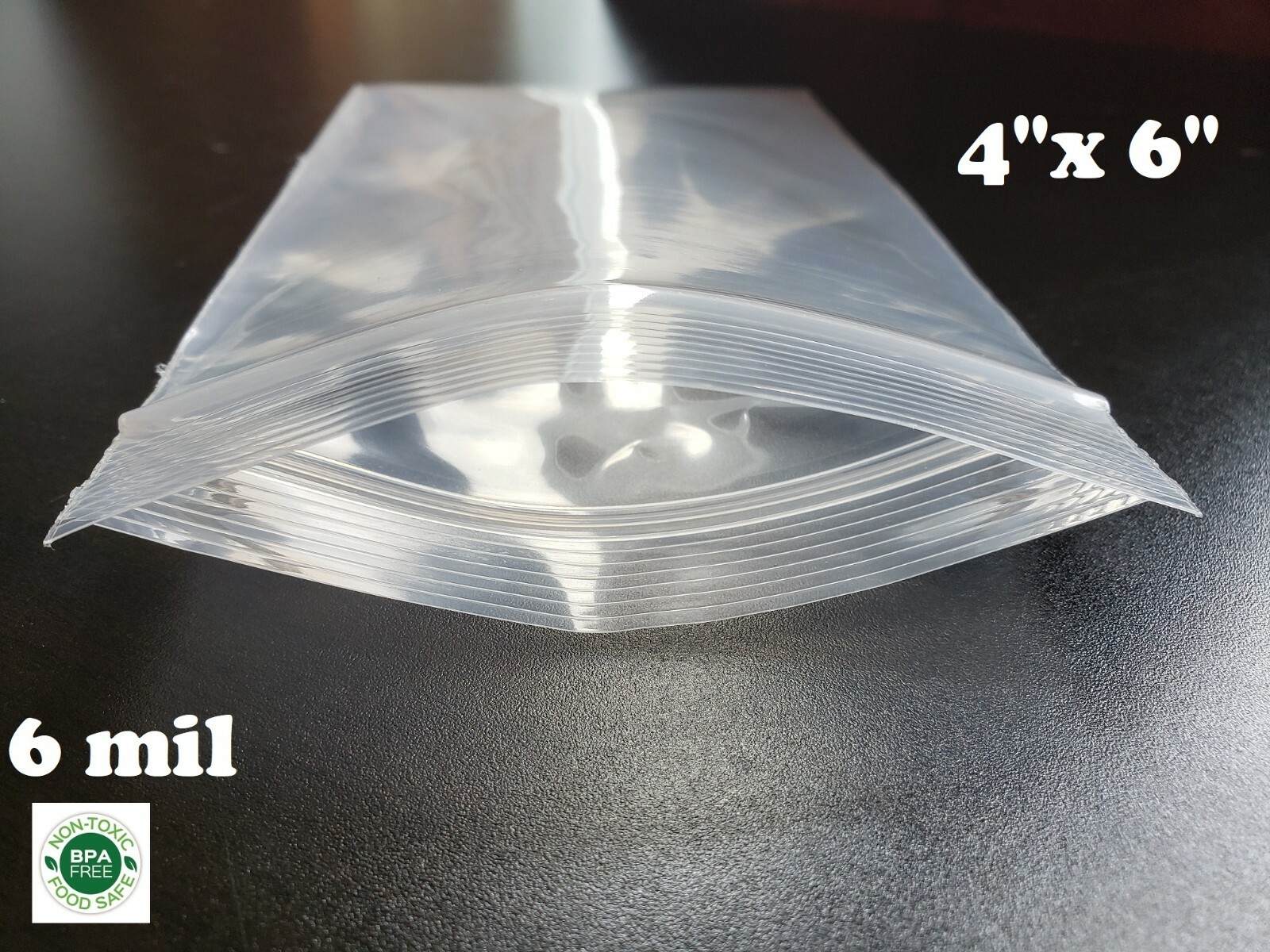 50 4″ x 6″ Extra Heavy Duty 6 Mil Zip Seal Lock Top Plastic Bags Resealable 6ML