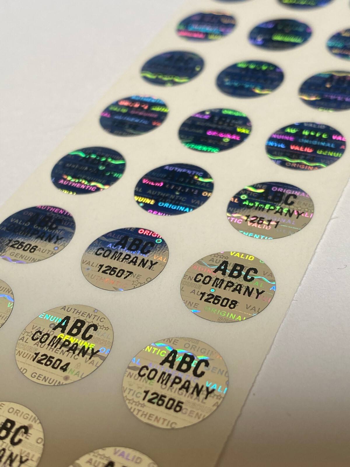 500 CUSTOM PRINTED .50 INCH ROUND HOLOGRAM LABELS STICKERS SEALS TAMPER VOID