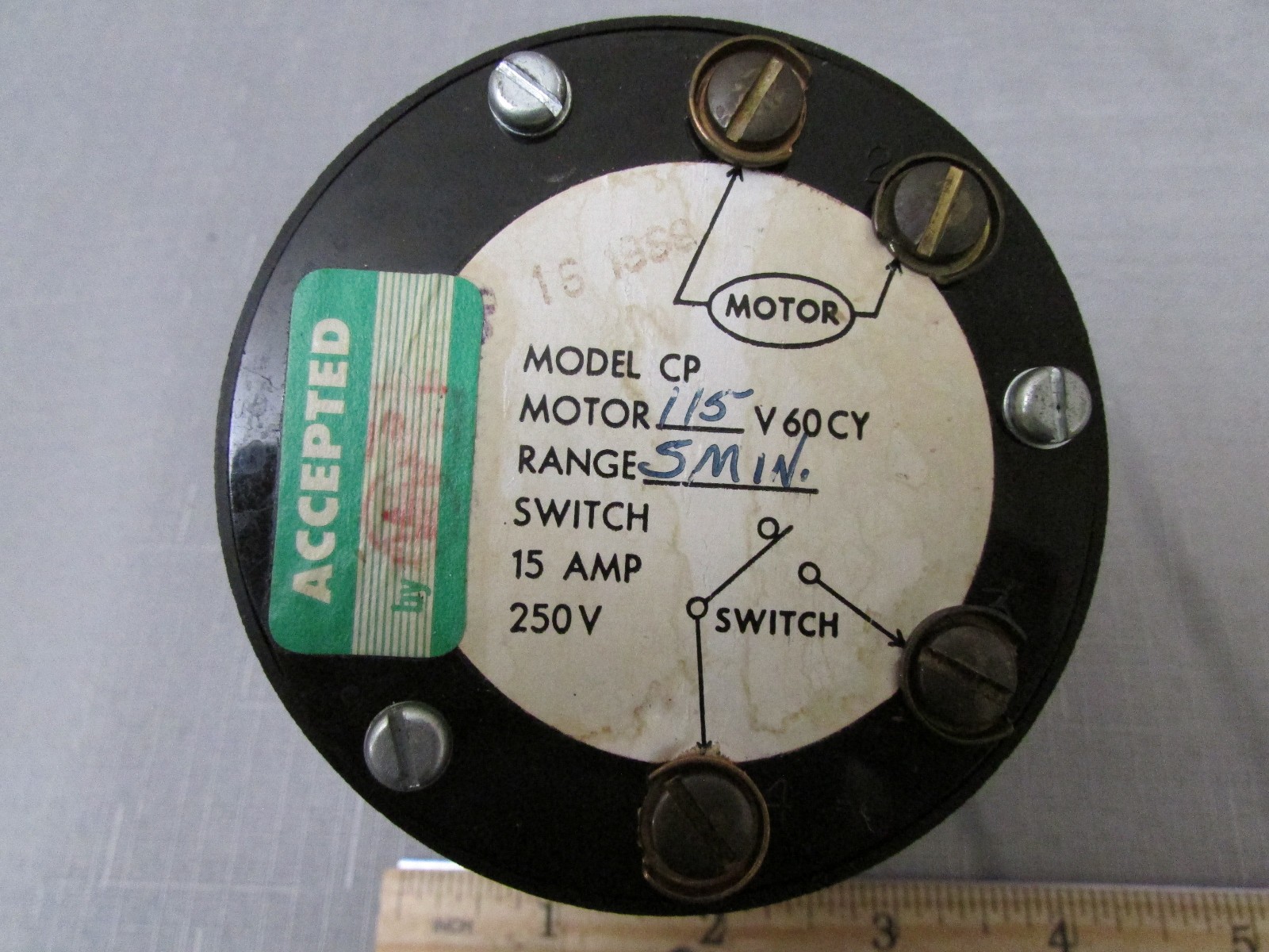 Zenith Model CP Percentage Timer Range 5 Min. 115VAC 60Hz Motor 15A 250V