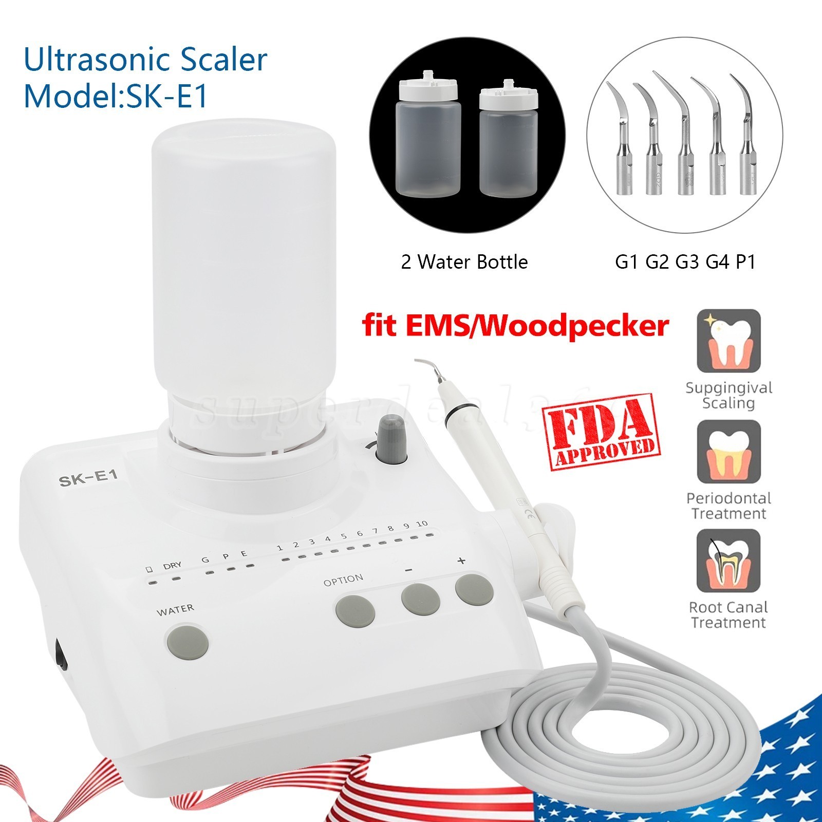 Auto Water Supply Dental Portable Ultrasonic Piezo Scaler fit Cavitron EMS CE