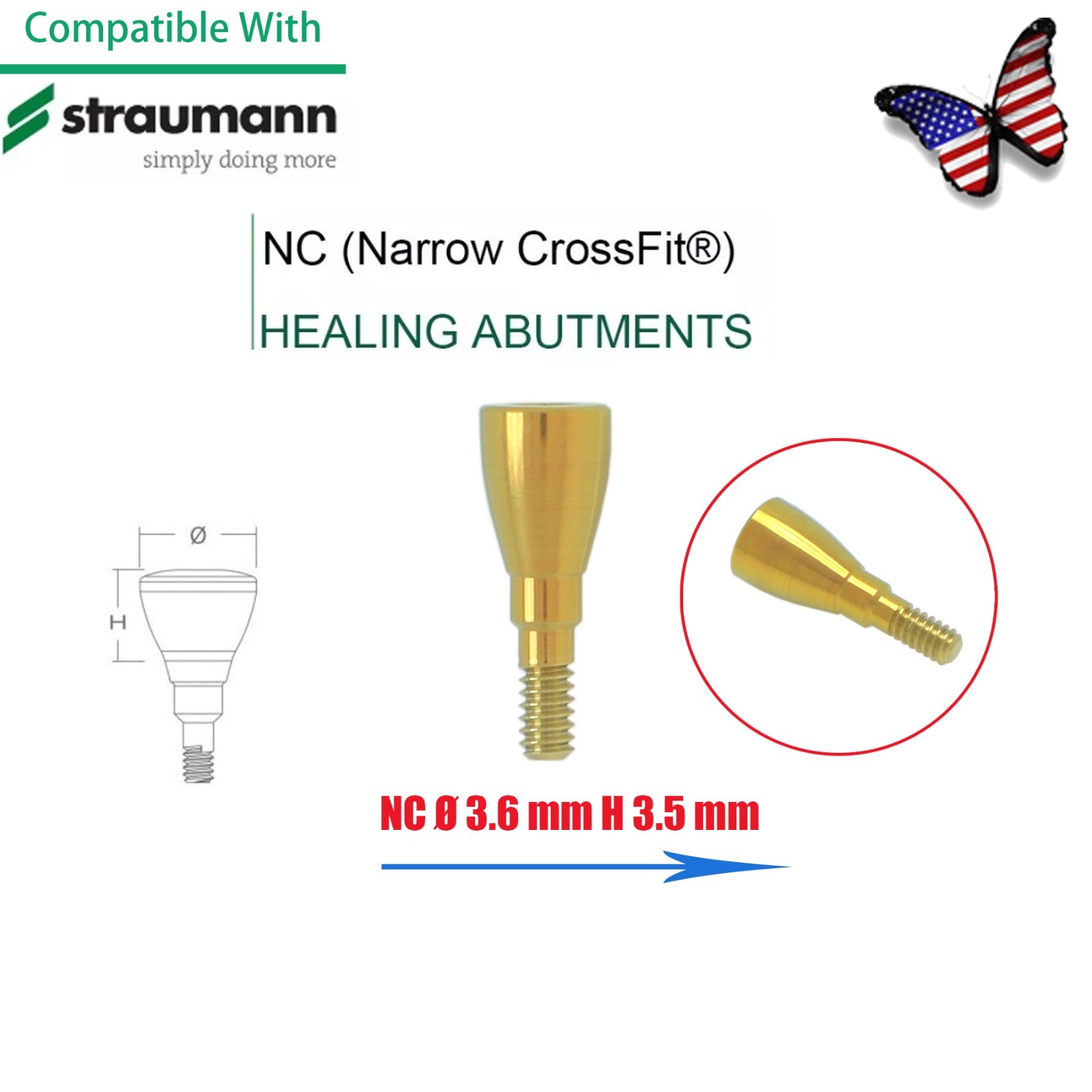 US Straumann Healing Abutment Cap/Closure Cover Screw NC & RC Platform Titanium