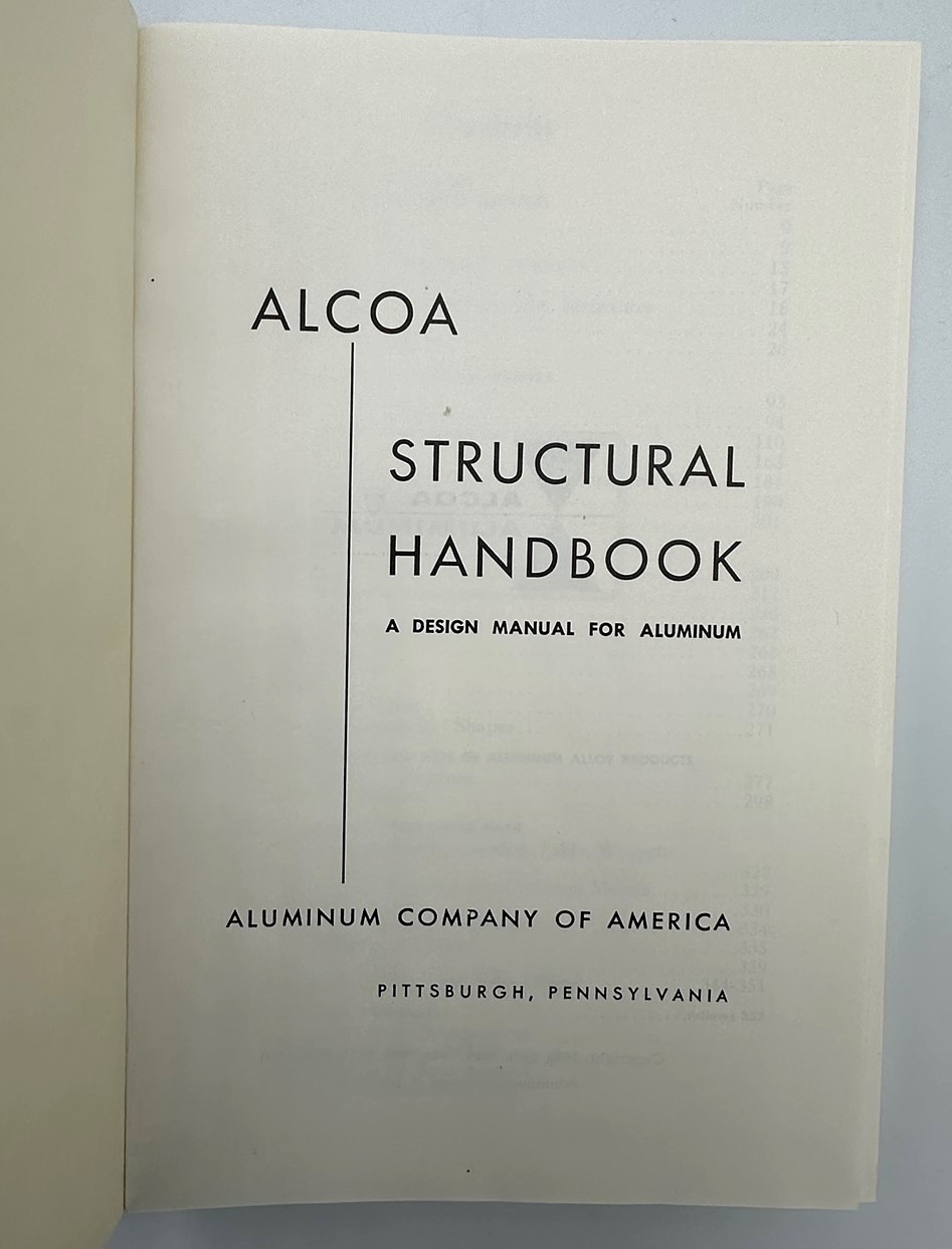 Alcoa Structural Handbook 1960 Design Manual for Aluminum Metalworking Factory