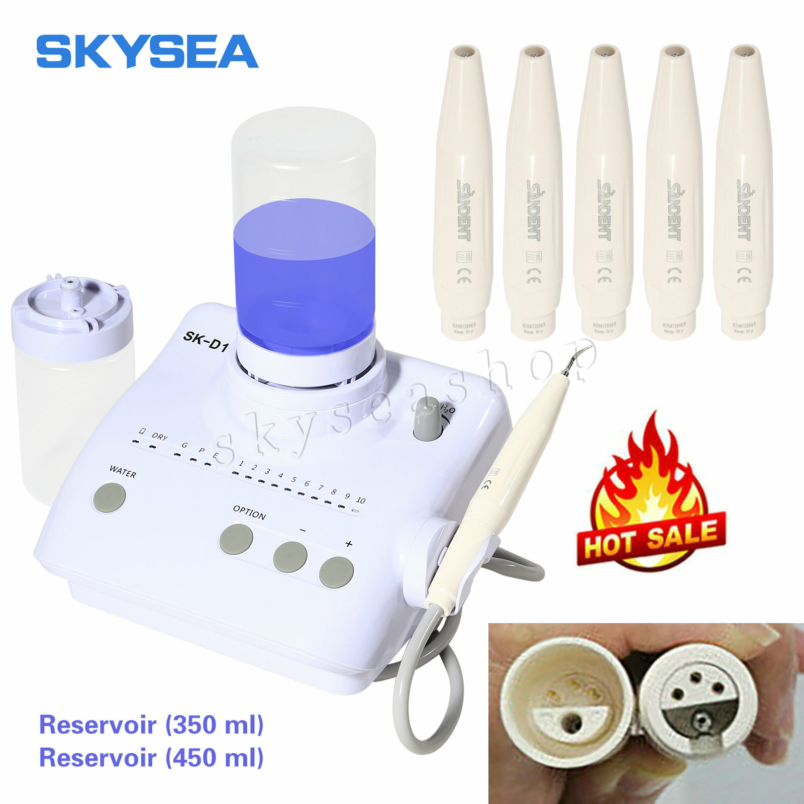 SK-D1 Dental Ultrasonic Scaler 2 Bottles 5*Tips for DTE SATELEC / Handpieces ST