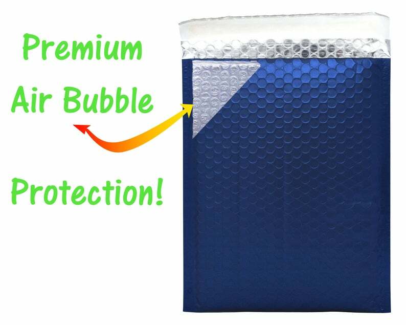 Midnight Metallic Blue Bubble Mailers 8×12, 6×10, 4×8, Assorted Shipping Pack