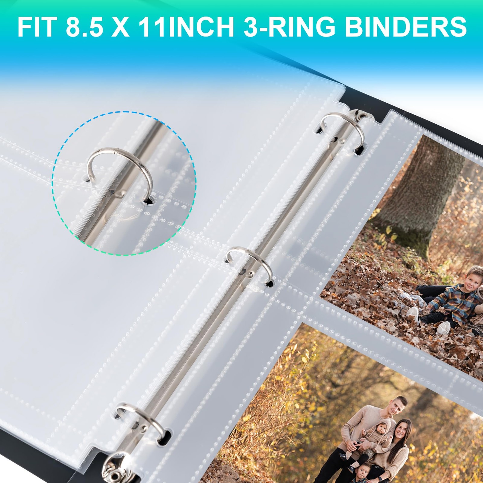 50 Pack 4 x 6 Photo Sleeves for 3 Ring Binder300 Pictures, HeavyDuty Archival…