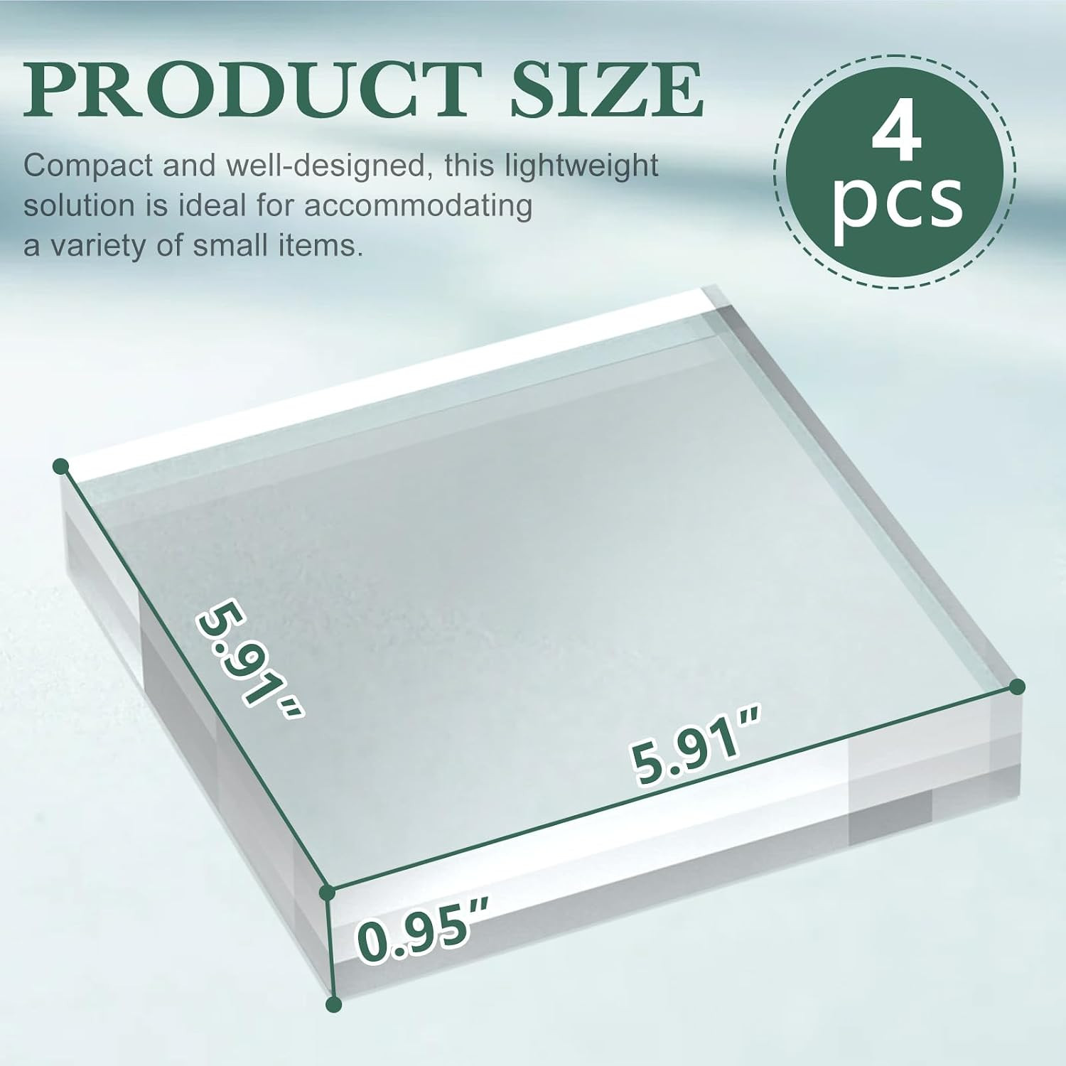 SAMYUCHO Acrylic Base Stand 4 Pack 6 X 6 X 1 Inch Acrylic Blocks for Display Tro