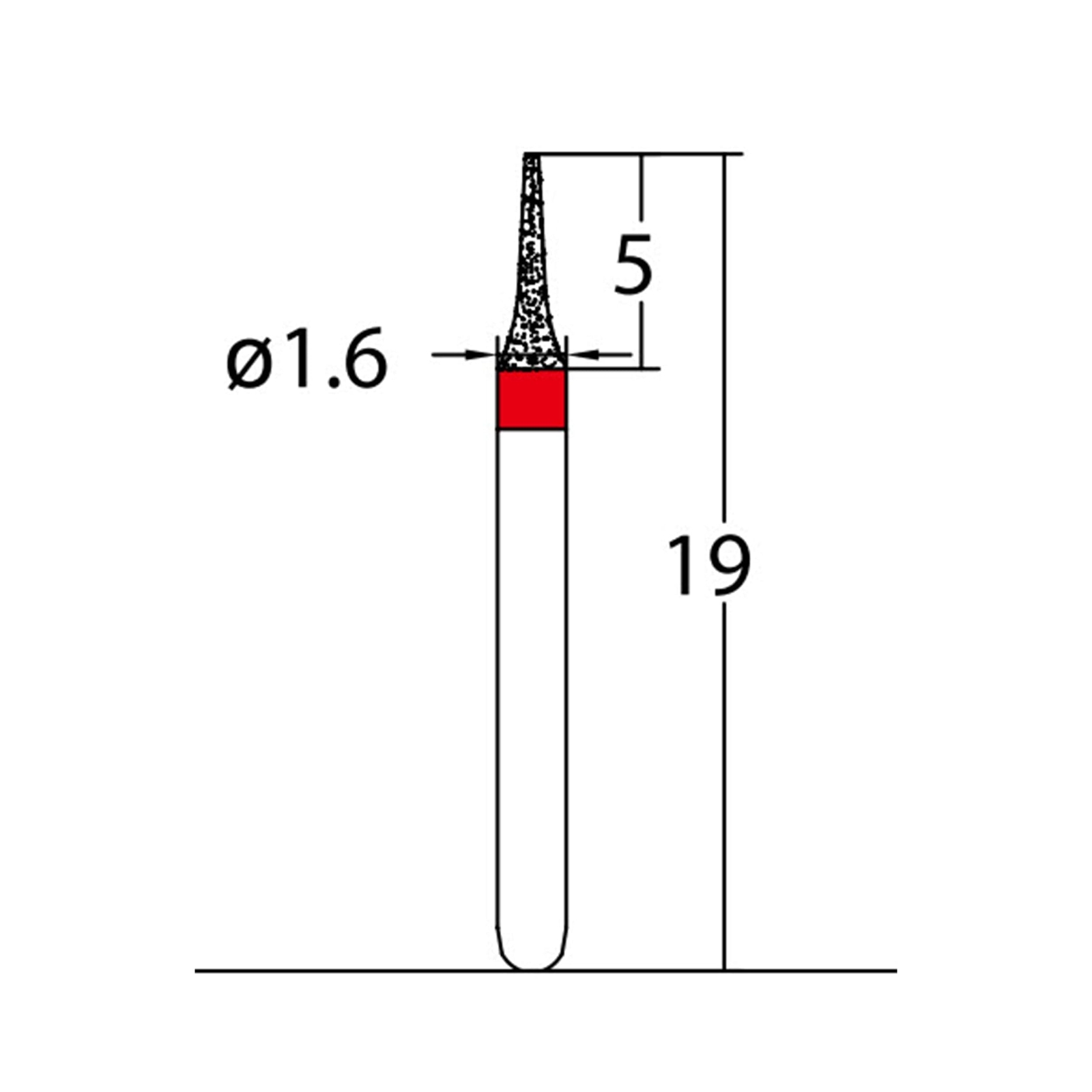 Interdental Bur 1.6 mm Dia. Fine Grit Diamond Dental Bur 25 Pcs. 465.16F1