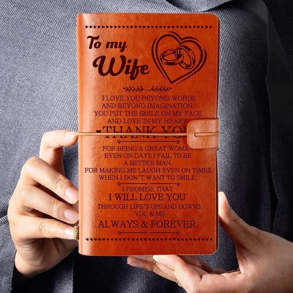 Wife Gifts from Husband, to My Wife Leather Journal, 140 Page Wife Refillable Wr