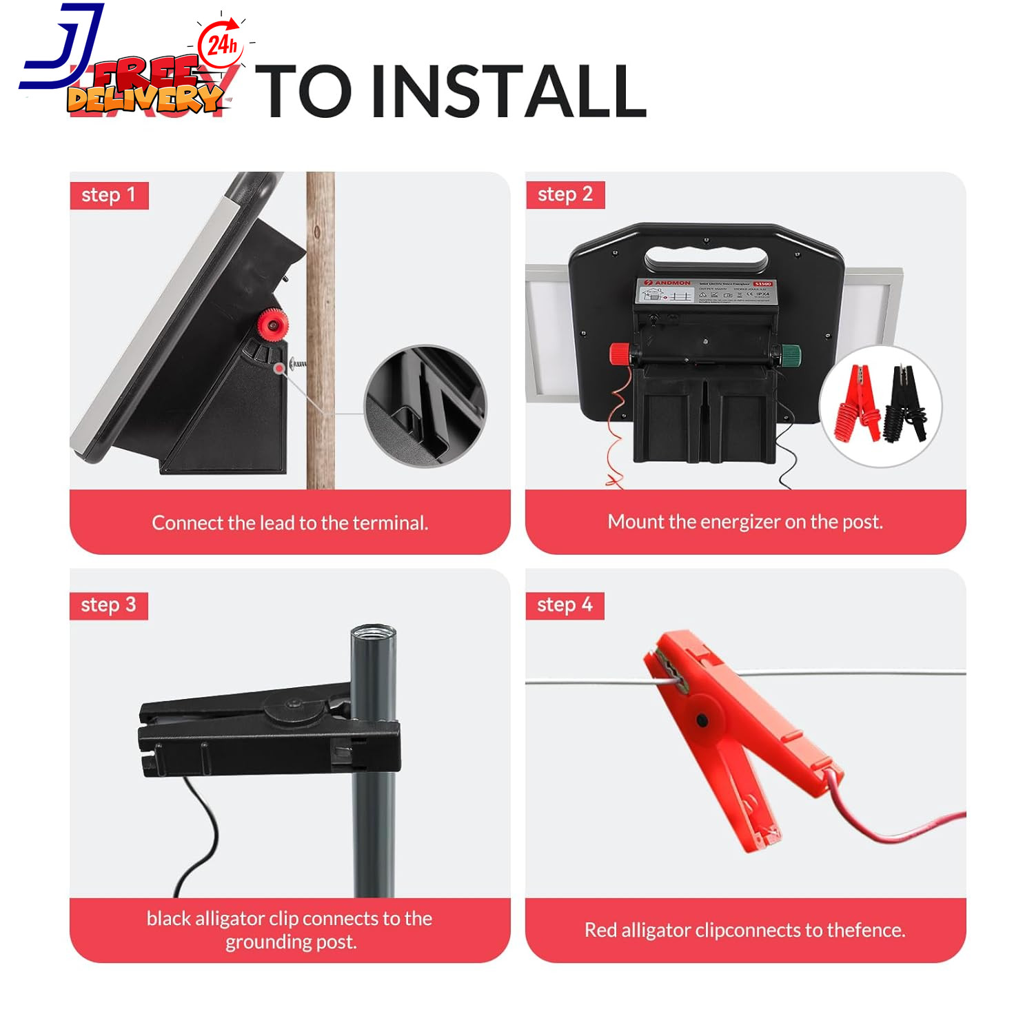 S2500 2.2 Joule Solar Fence Charger 60 Miles Solar Electric Fence Charger for Li