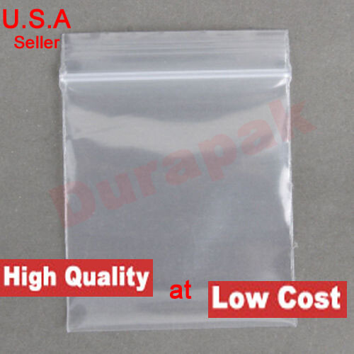1000-2000~ 2×3″ – 6×8″ 4 Mil Clear Zip Reclosable Lock Seal Top Poly Zipper Bag