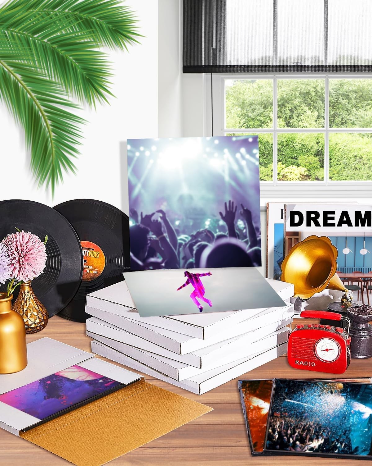 25 Pack Vinyl Record Shipping Boxes LP Mailers 12.5×12.5×1 Inch Album Paper Box