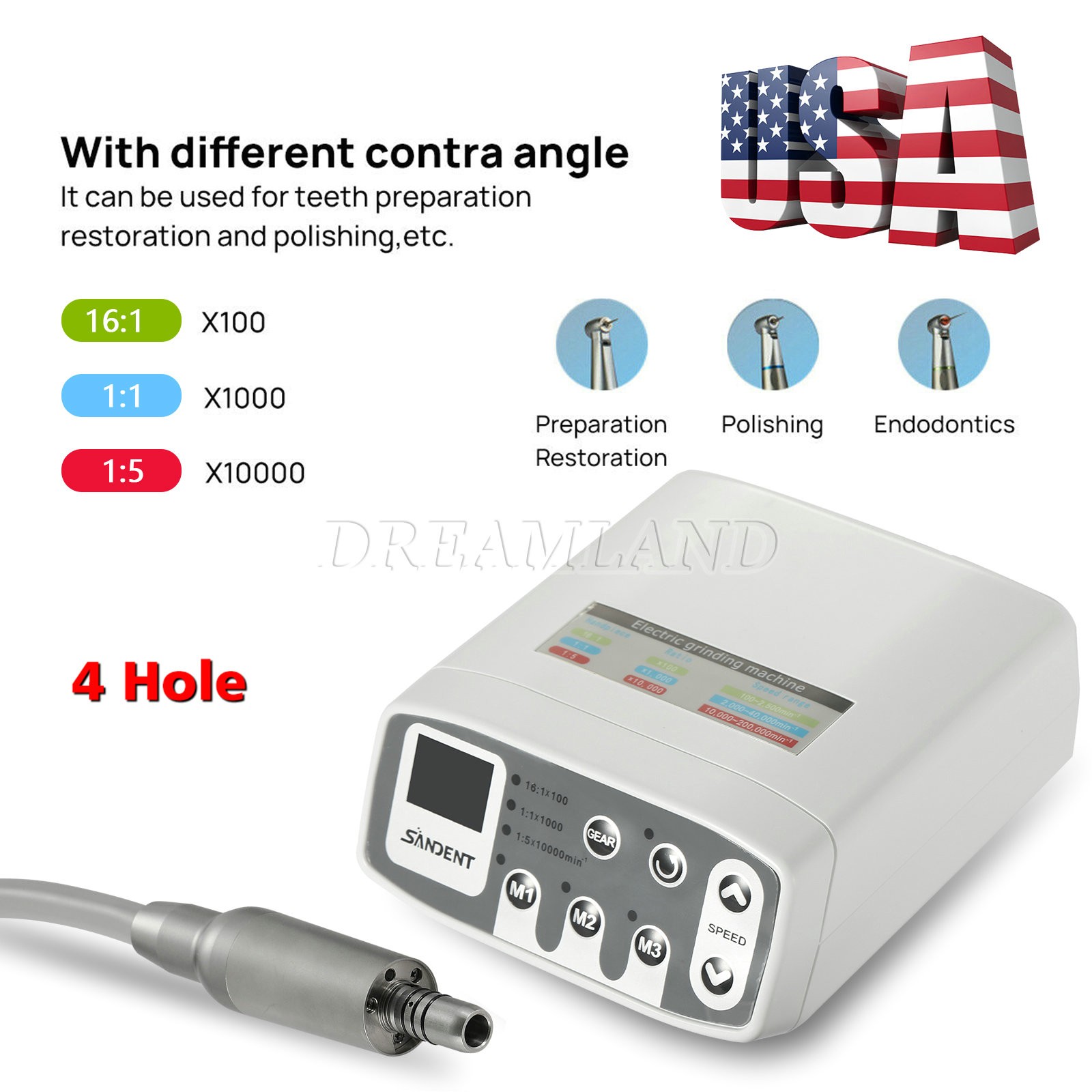 Dental LED Brushless Electric Micro Motor /1:1/1:5 Contra Angle Handpiece dt