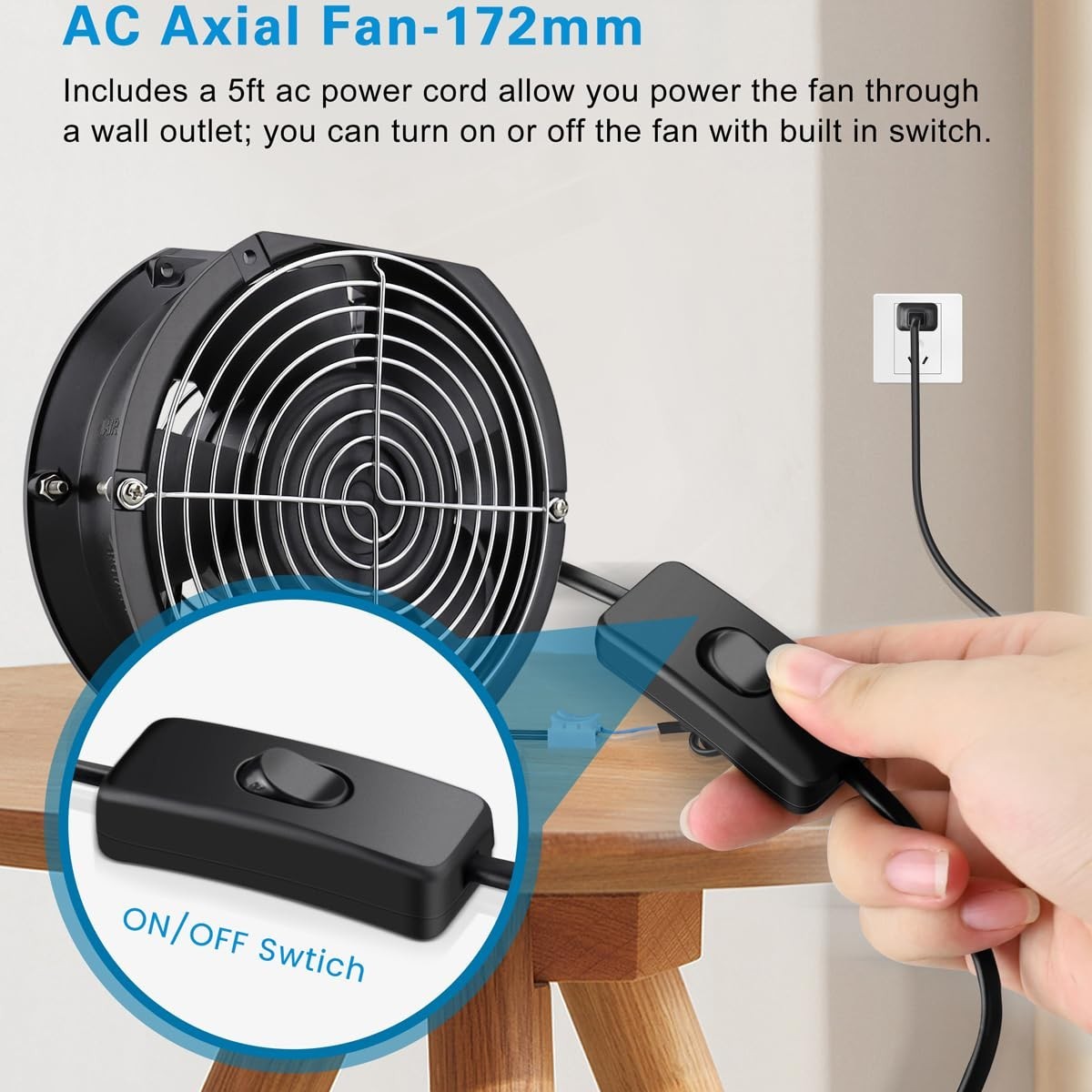 Quiet Operation 172mm Cooling Fan – 58 dB for Industrial & DIY Applications