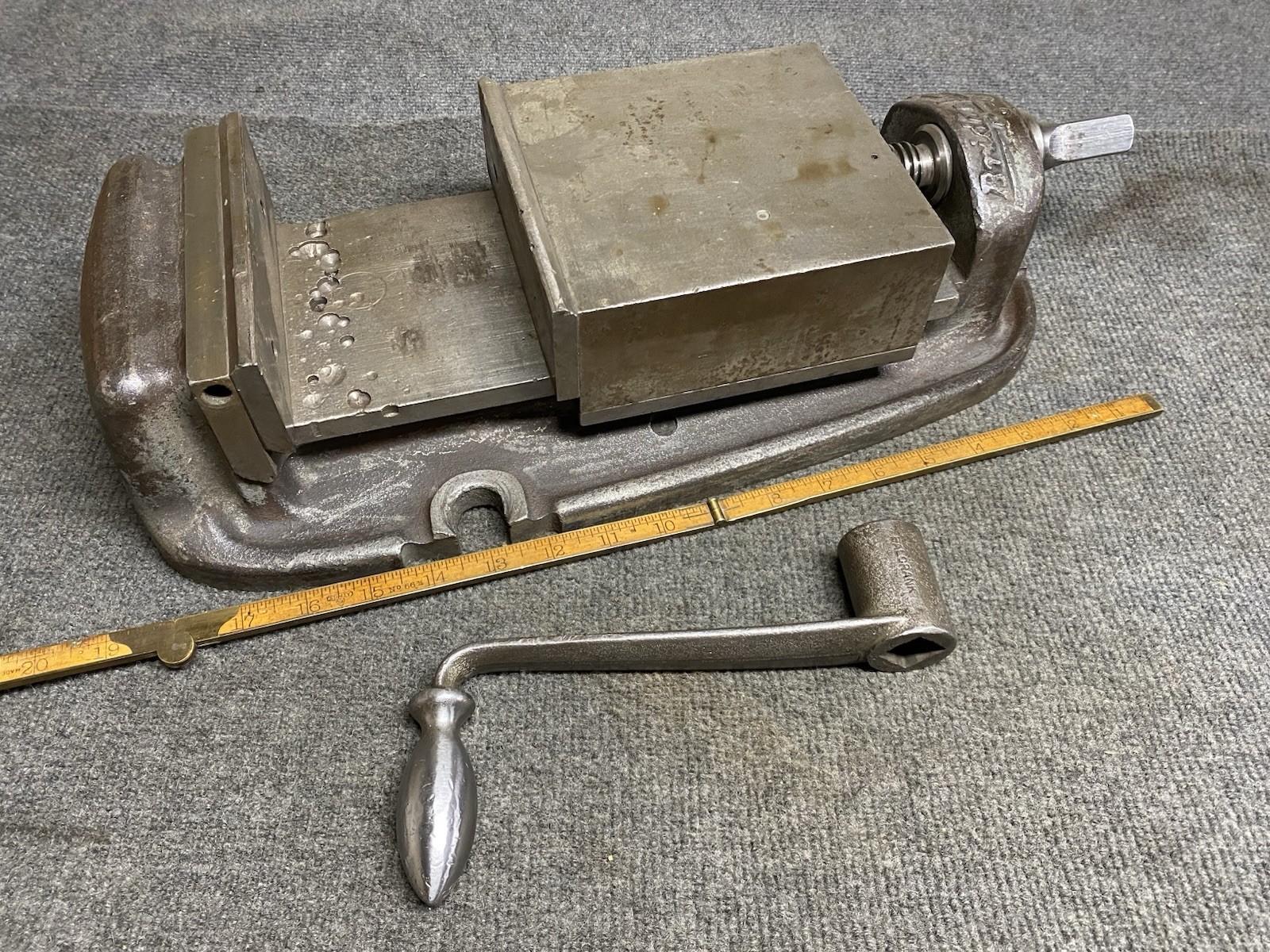 6 “Bridgeport Milling Drilling Vise With Handle And Hard Jaws Vintage USA