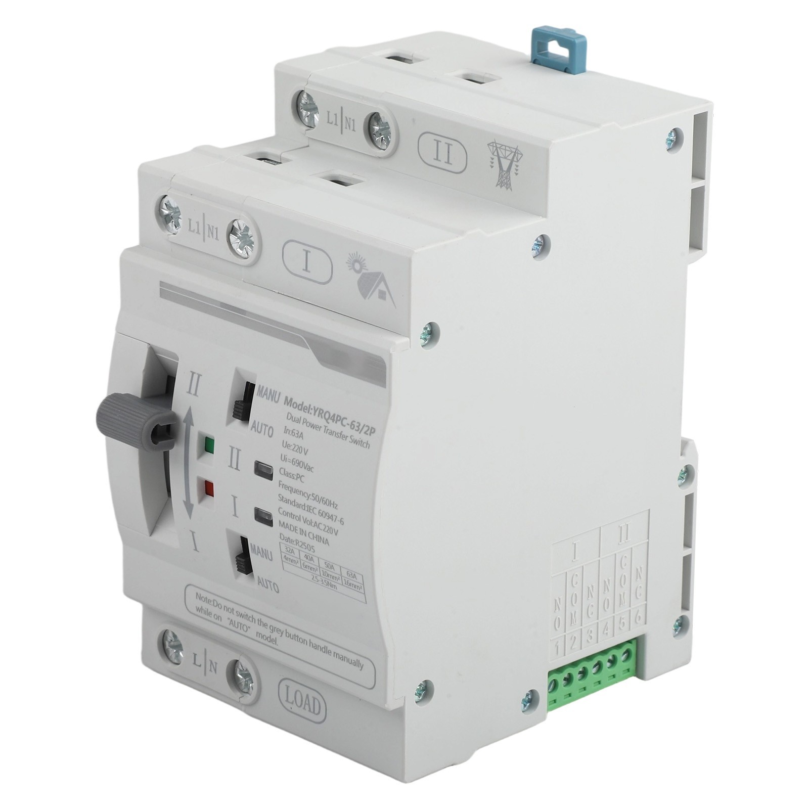 Reliable Photovoltaic Transfer Switch 2P 63A AC220V for Continuous Operation
