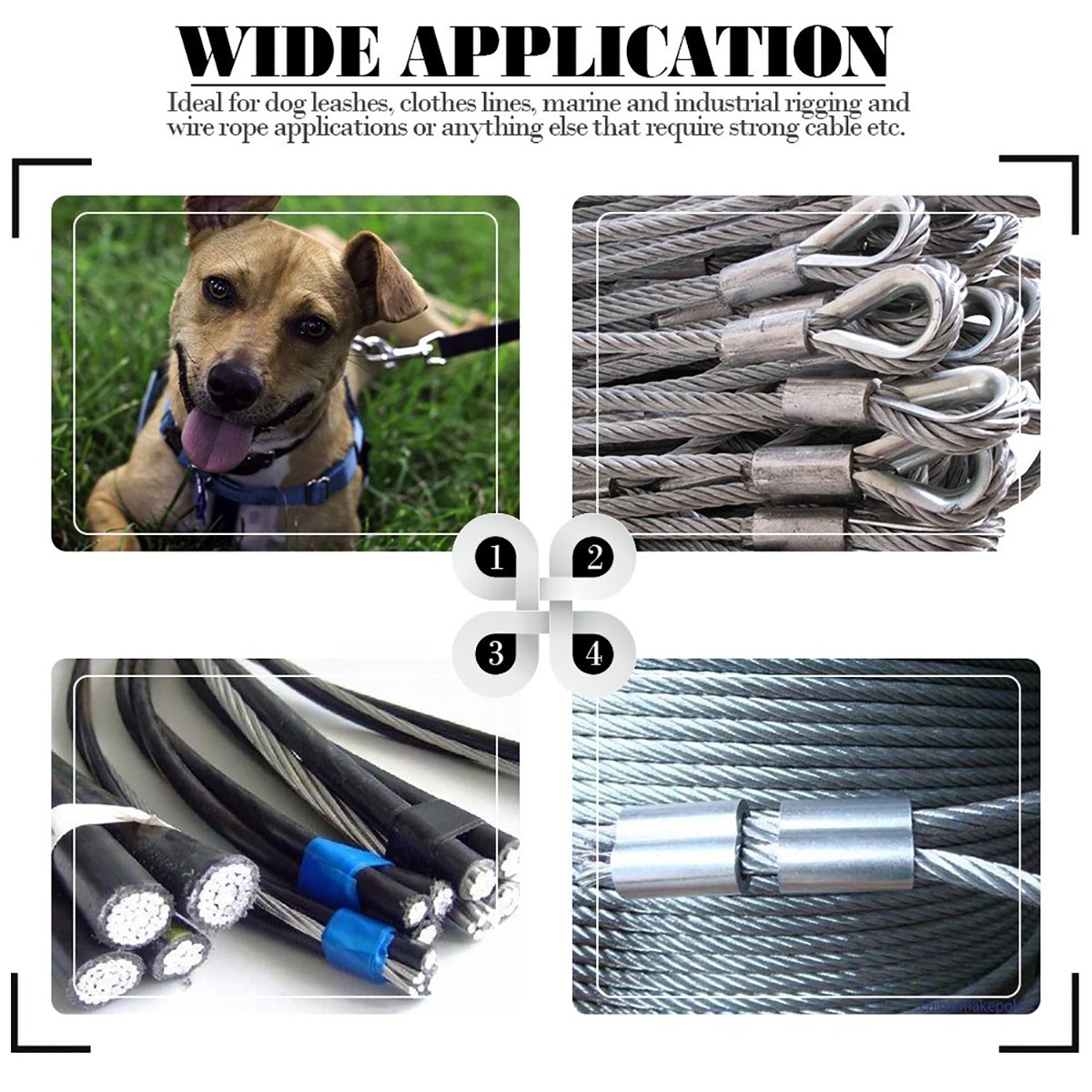 340Pcs Stainless Steel Wire Rope Cable Thimbles Aluminum Crimping Loop M2-M5 Kit