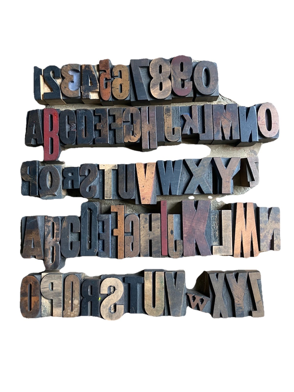 62 Vintage Letter Number Letterpress Wooden Print Blocks Two Full Alphabets