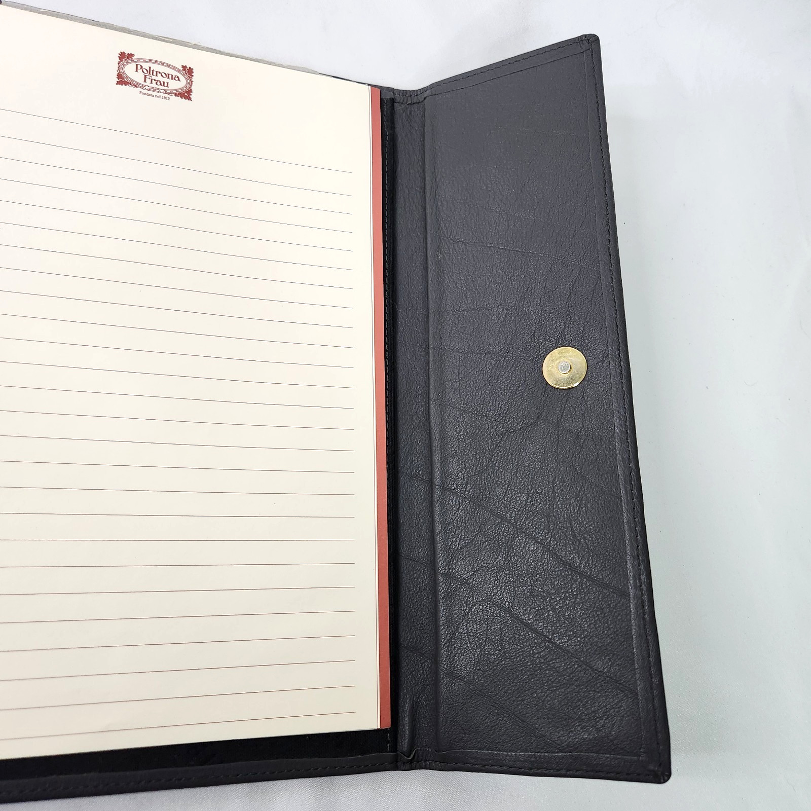 Poltrona Frau Leather Portfolio Dark Gray Snap Flap Close for 8.5 x 11 Notepad