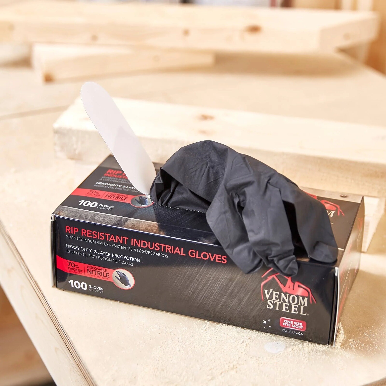 VENOM STEEL Nitrile Gloves Rip Resistant One Size Fits Most 100 CT ??USA Ship