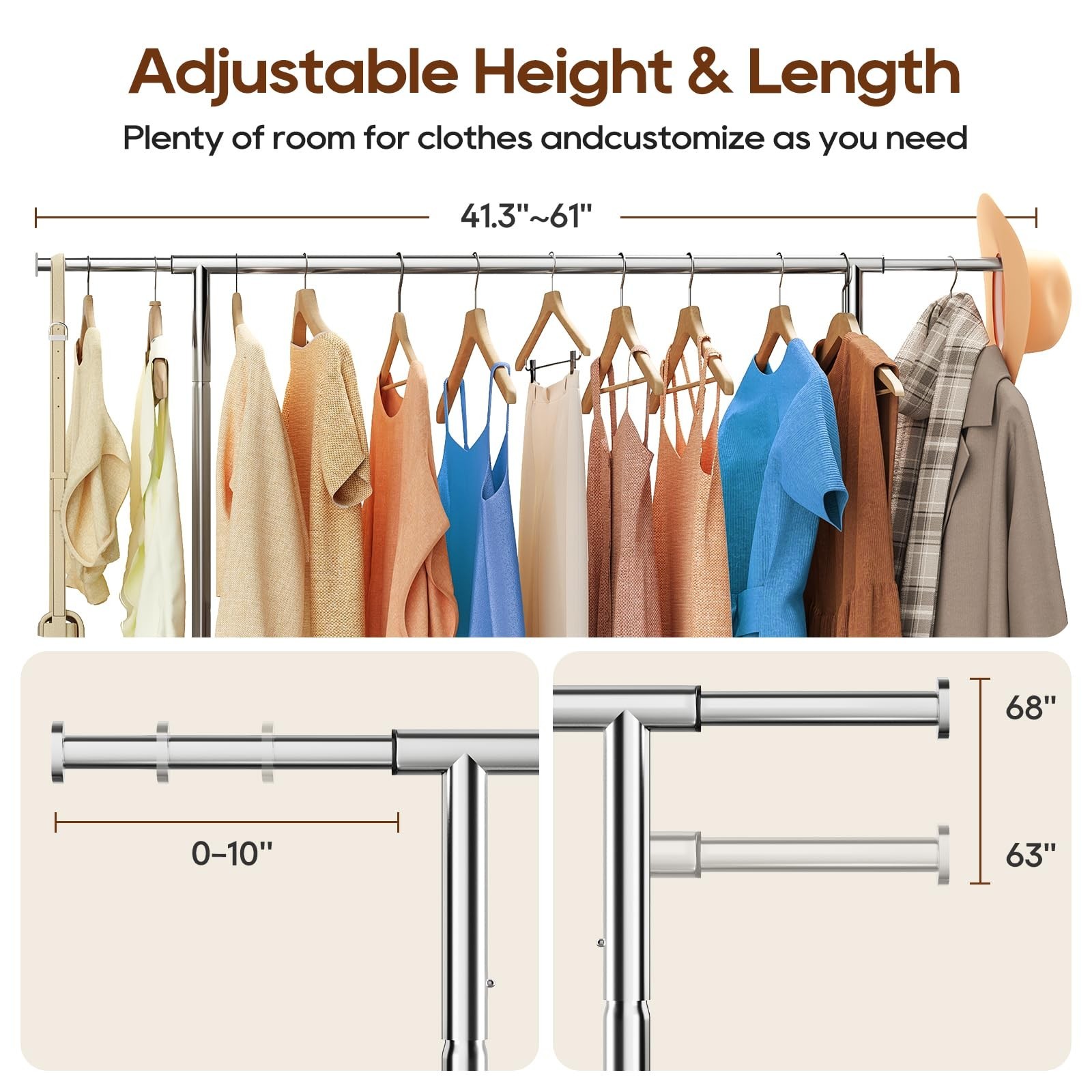 TigerParty Heavy Duty Clothes Rack for Hanging Clothes, Adjustable 2-Tier Rod…