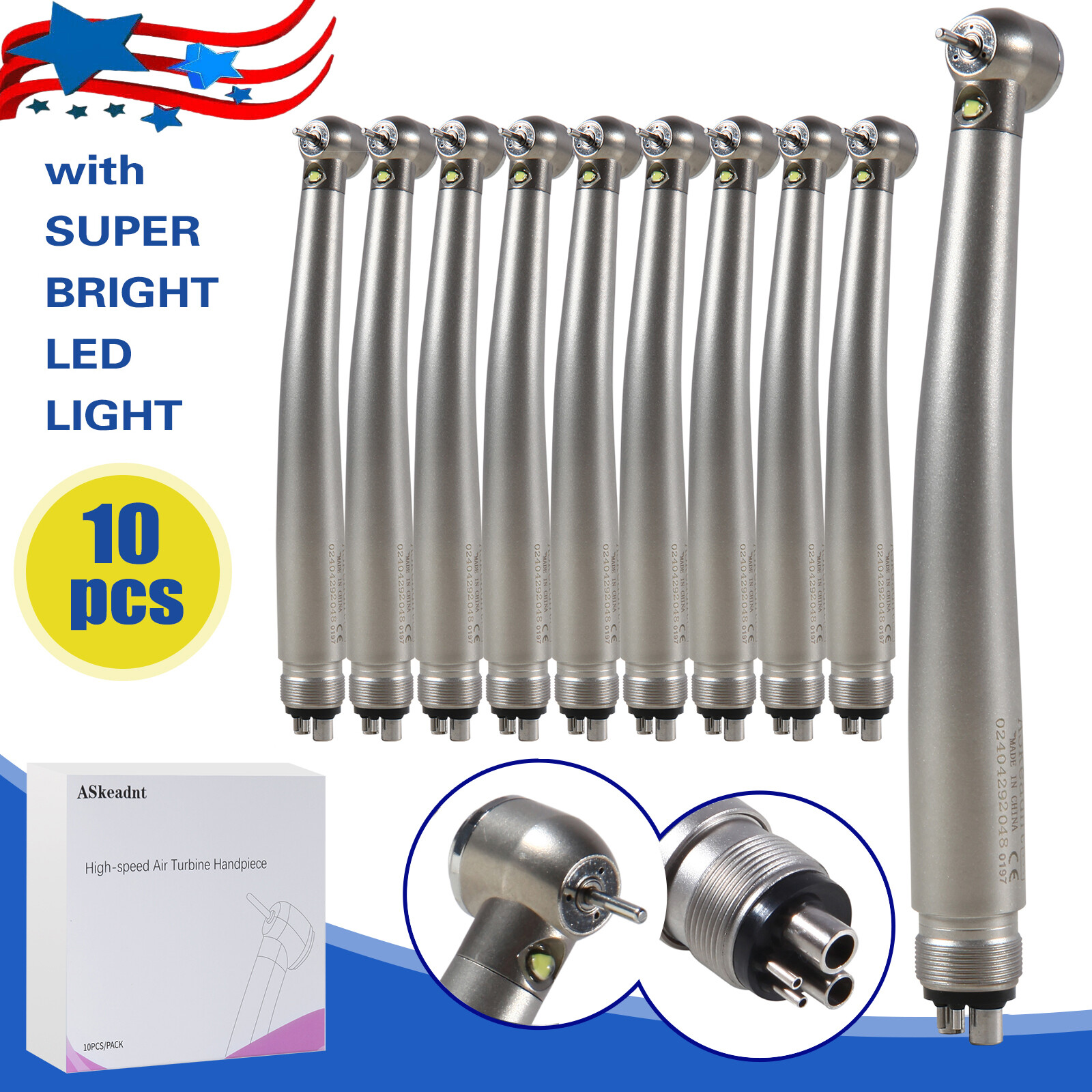 KaVo Style Dental Fiber Optic LED E-generator High Speed Handpiece Turbine 4HOLE