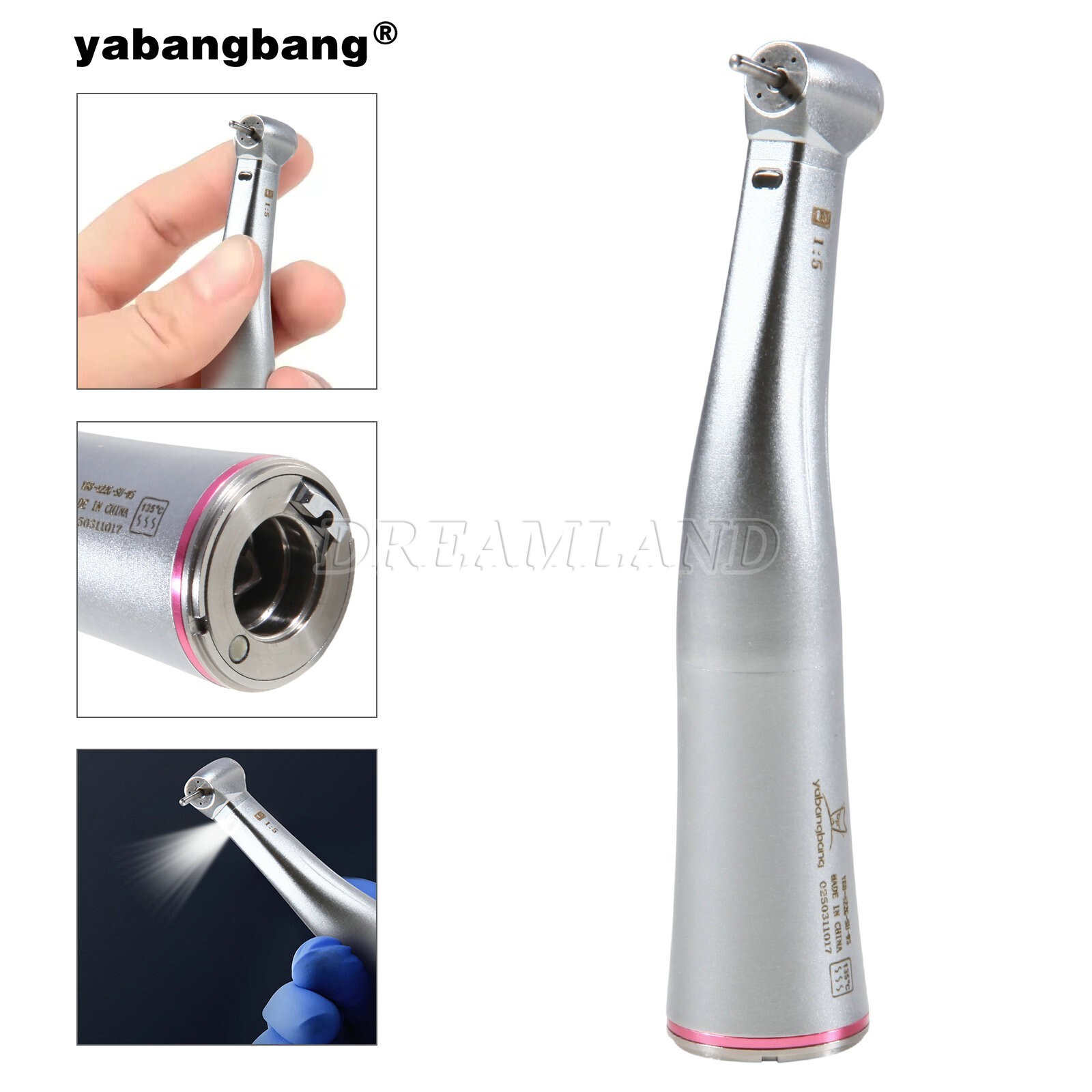 Dental 1:5 1:1 4:1 contra-angle handpiece light LED fiber optic Inner water