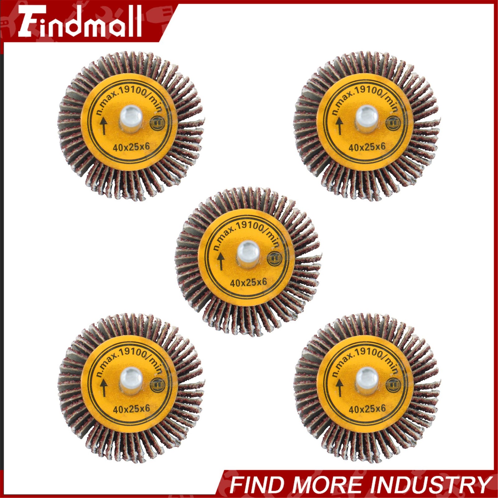 Findmall 5 Pack 1-1/2″x1″x1/4″ 60 Grit Aluminum Oxide Shank Mounted Flap Wheels