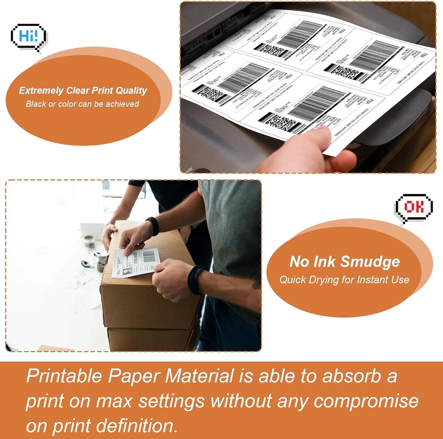 3 1/3″ x 4″ Address Shipping Labels Laser Ink Jet Self Adhesive 6 Per Sheet 6-UP