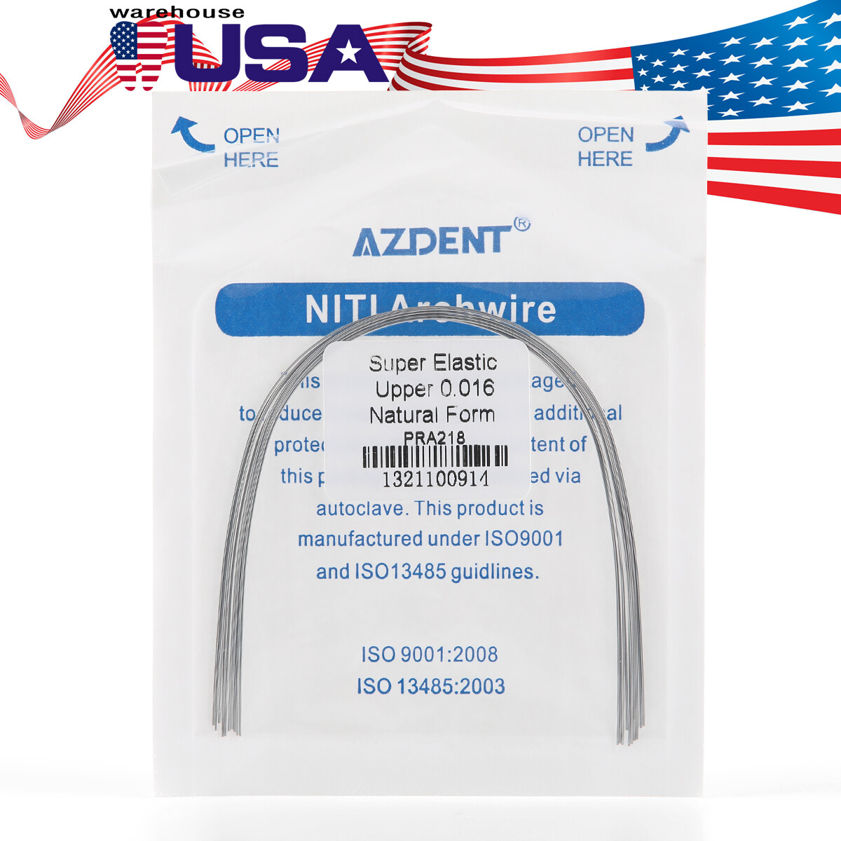 AZDENT Dental Orthodontic Super Elastic Niti Round Arch Wire Nature Form 012-020