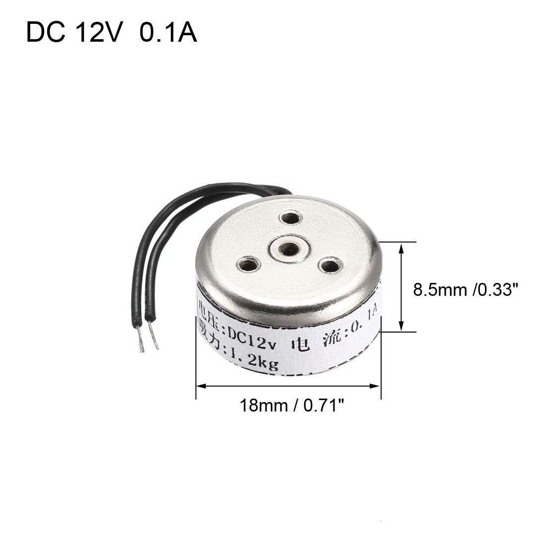 DC12V 12N 1.2KG Holding Electromagnet Sucking Disc Electric Lift Magnet Solenoid