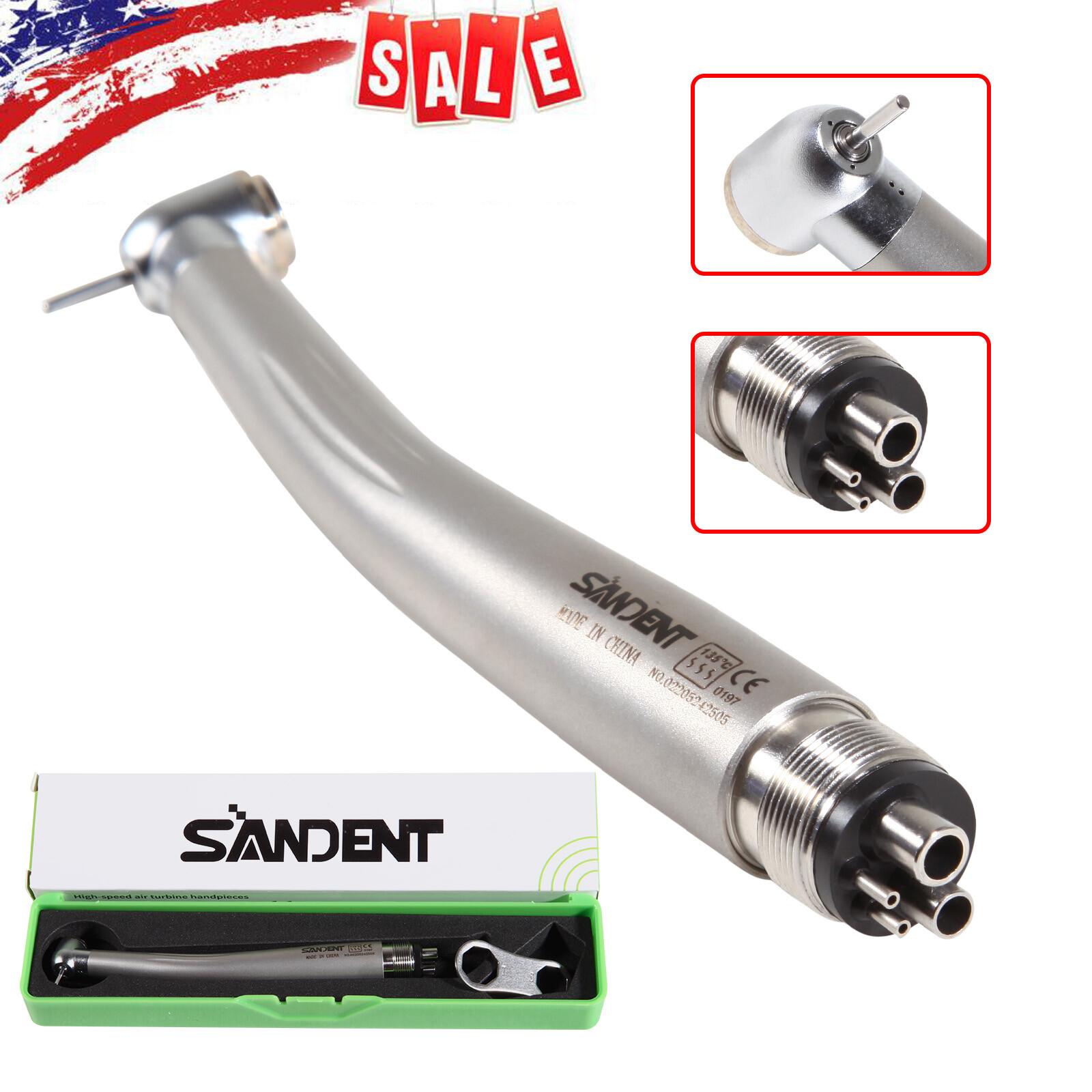 10* SANDENT Dental High Speed Handpiece push button spray 4Hole Midwest fit NSK
