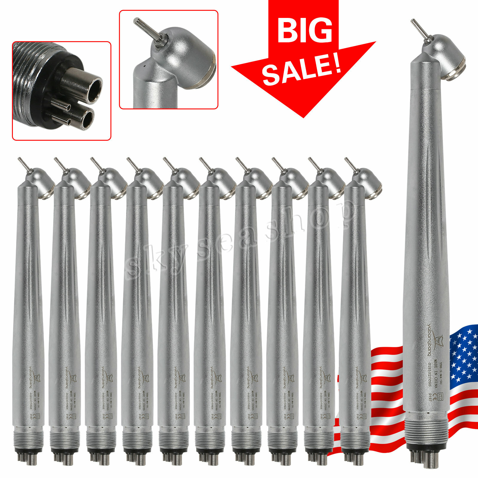 Dental 45° High Speed Handpiece Surgical Single Spray 4 Hole Push Button Fcn