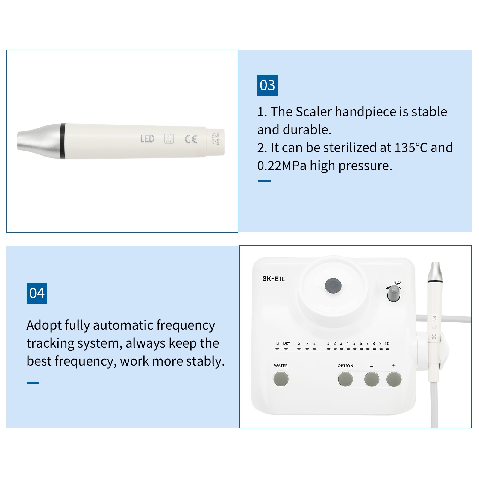 Dental Ultrasonic Scaler Auto Water Supply for EMS SKYSEA + LED Handpiece