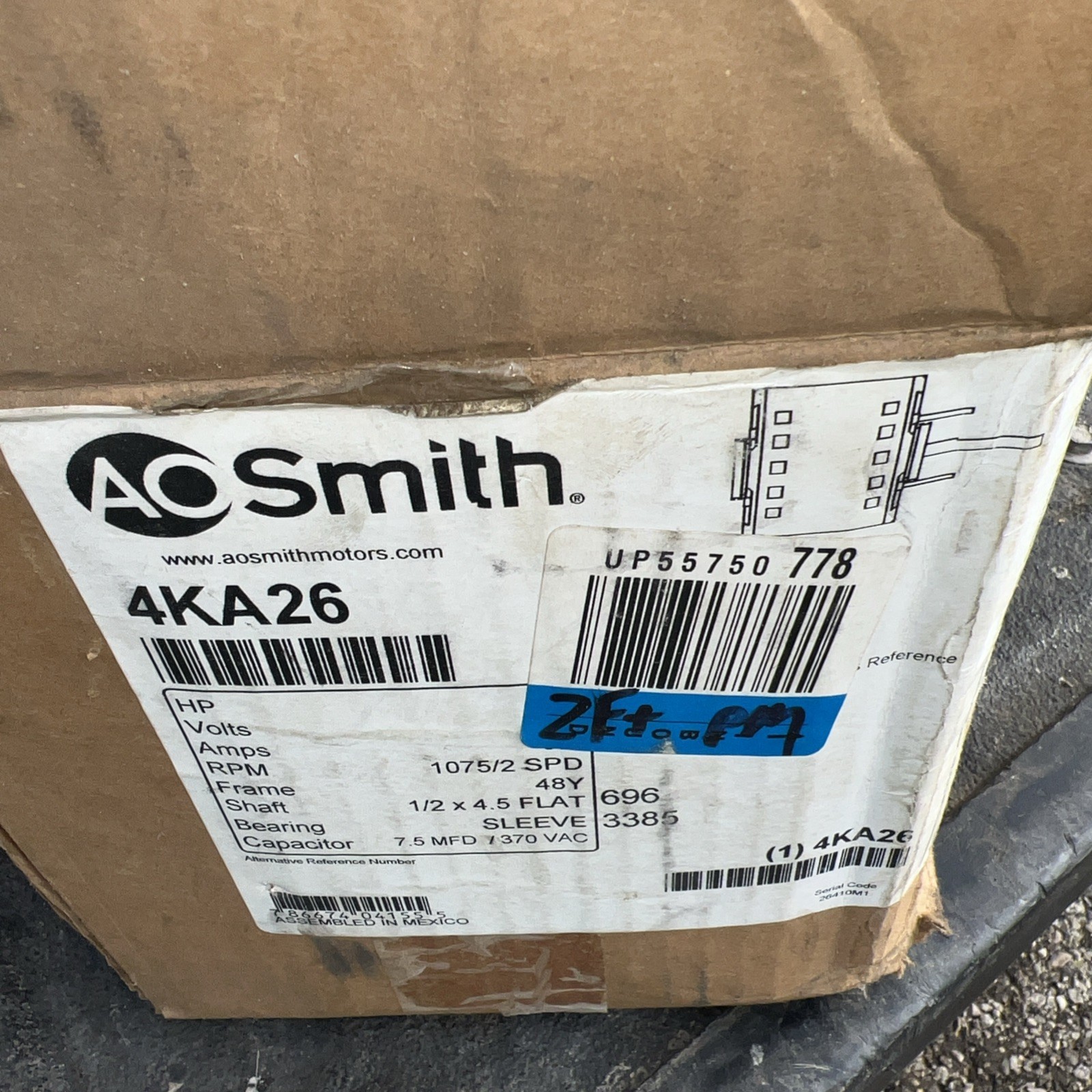 AO Smith 4KA26 Direct Drive Blower Motor Resilient Ring 1/3 hp F48N03A01 1/2×4.5