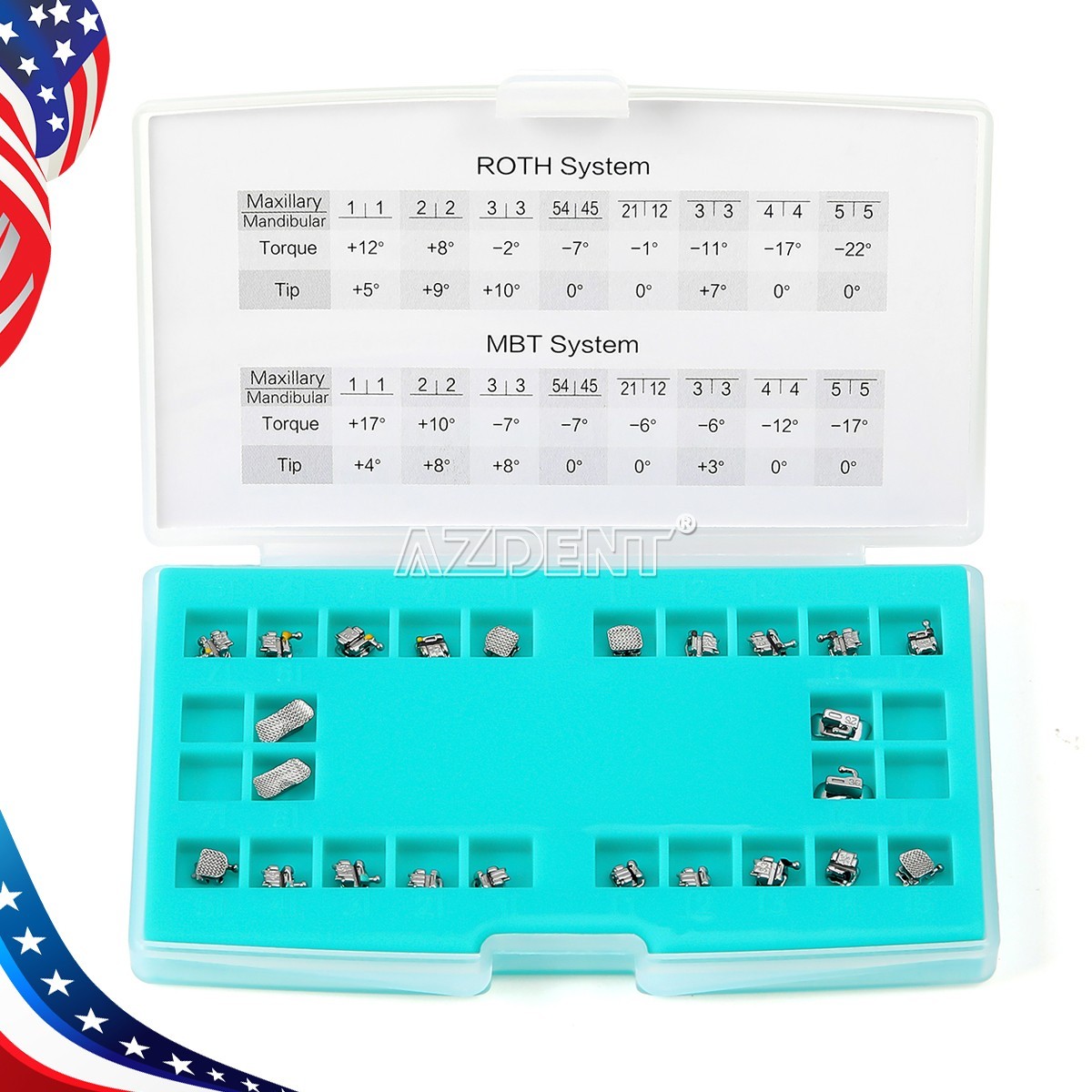 AZDENT Dental Orthodontic Self-Ligating Brackets Mini Roth.022 Metal Brace