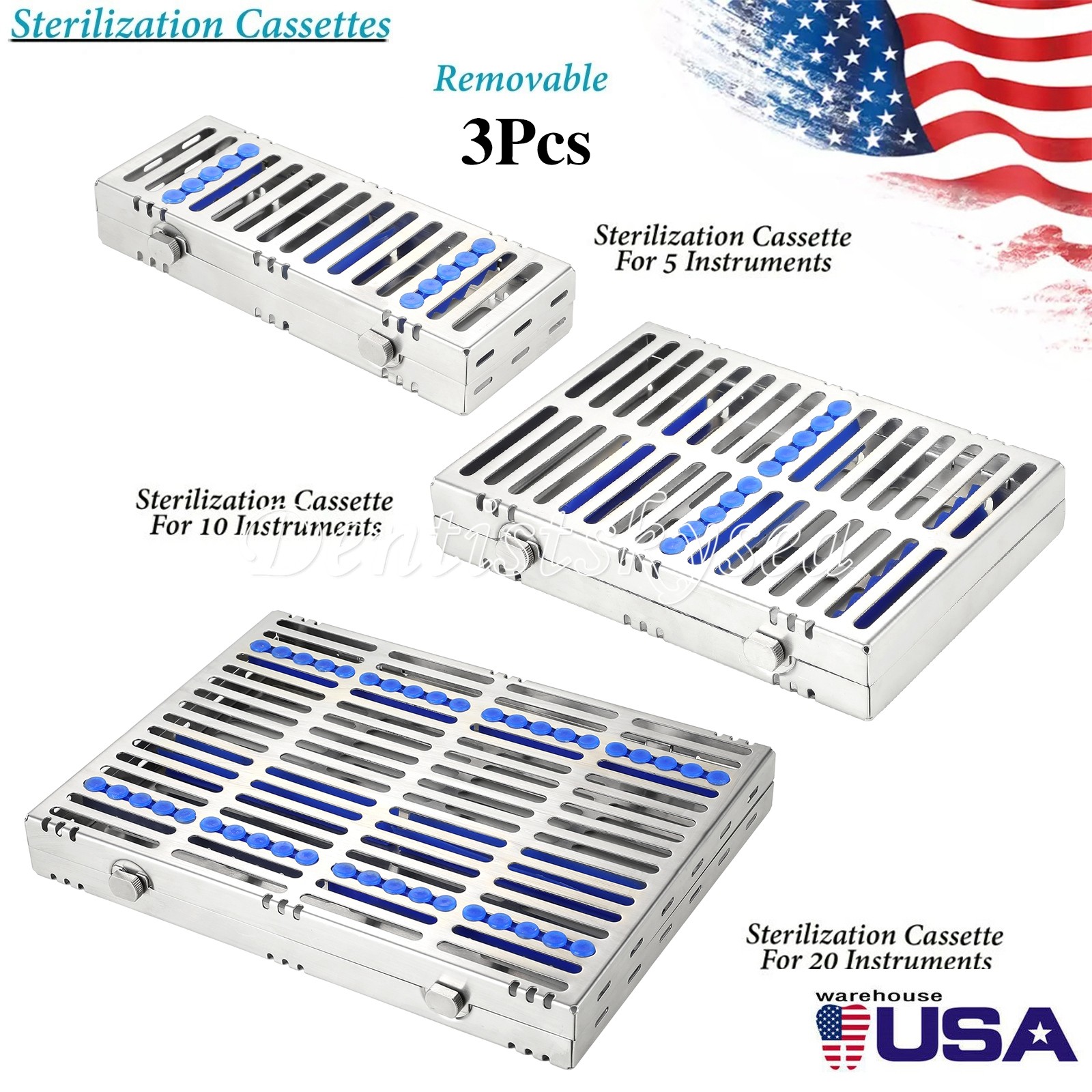 Dental Sterilization Cassette Rack Autoclavable Stainless Steel 135°C 5/10/20