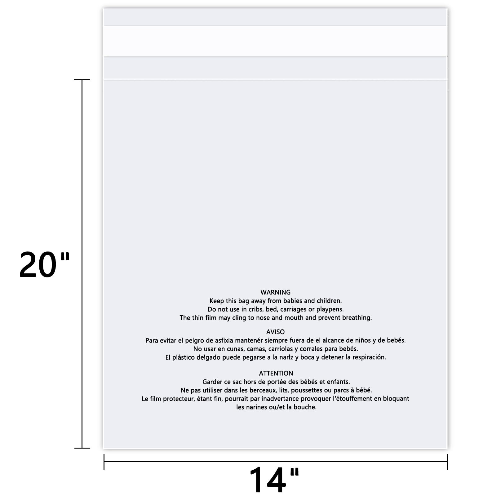 Wepoly – 14 X 20 500 Count Self Seal Clear Poly Bags Suffocation Warning For