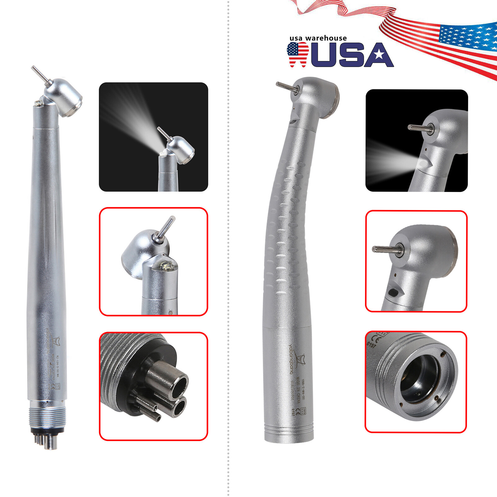 Dental 45° Angle/Large Head LED E-generator / Fiber Optic Handpiece 4H 6Pin YD6