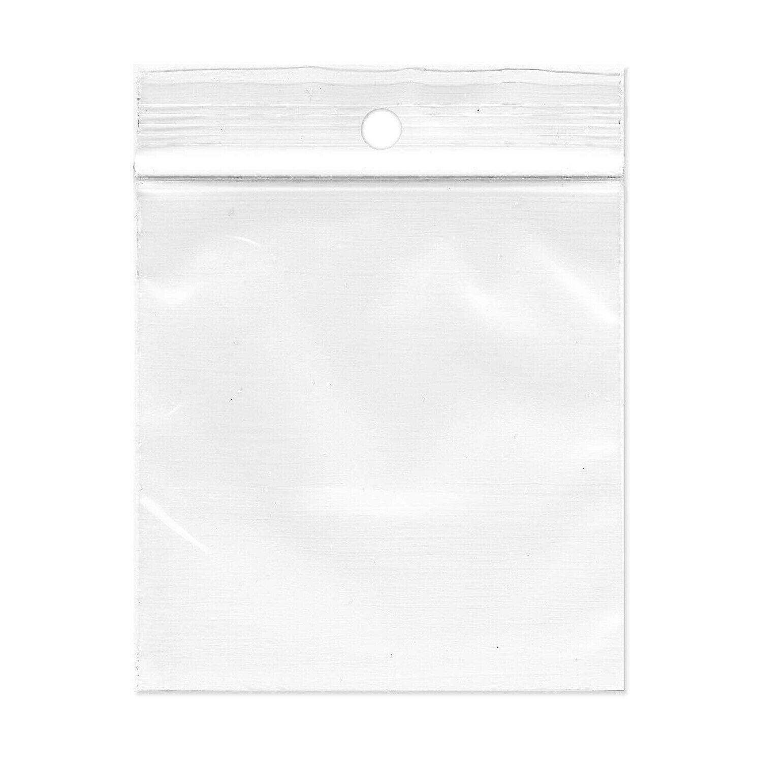 1000 Pcs Resealable Zipper Plastic Shipping Bags w/ Hang Hole 3″ x 4″ 2 Mil
