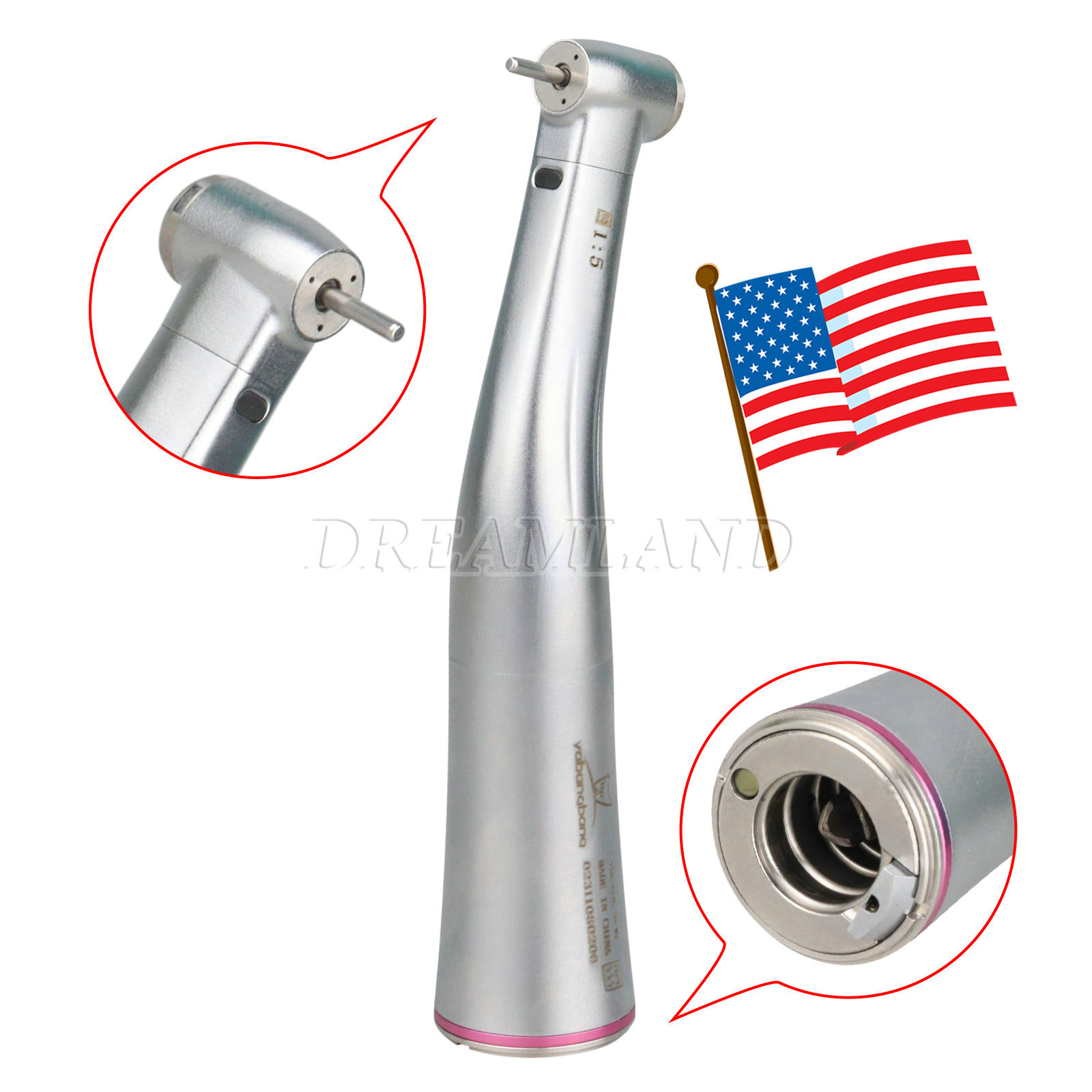 Dental Internal water spray 1:5 LED Optic Fiber Contra Angle Handpiece fit NSK R