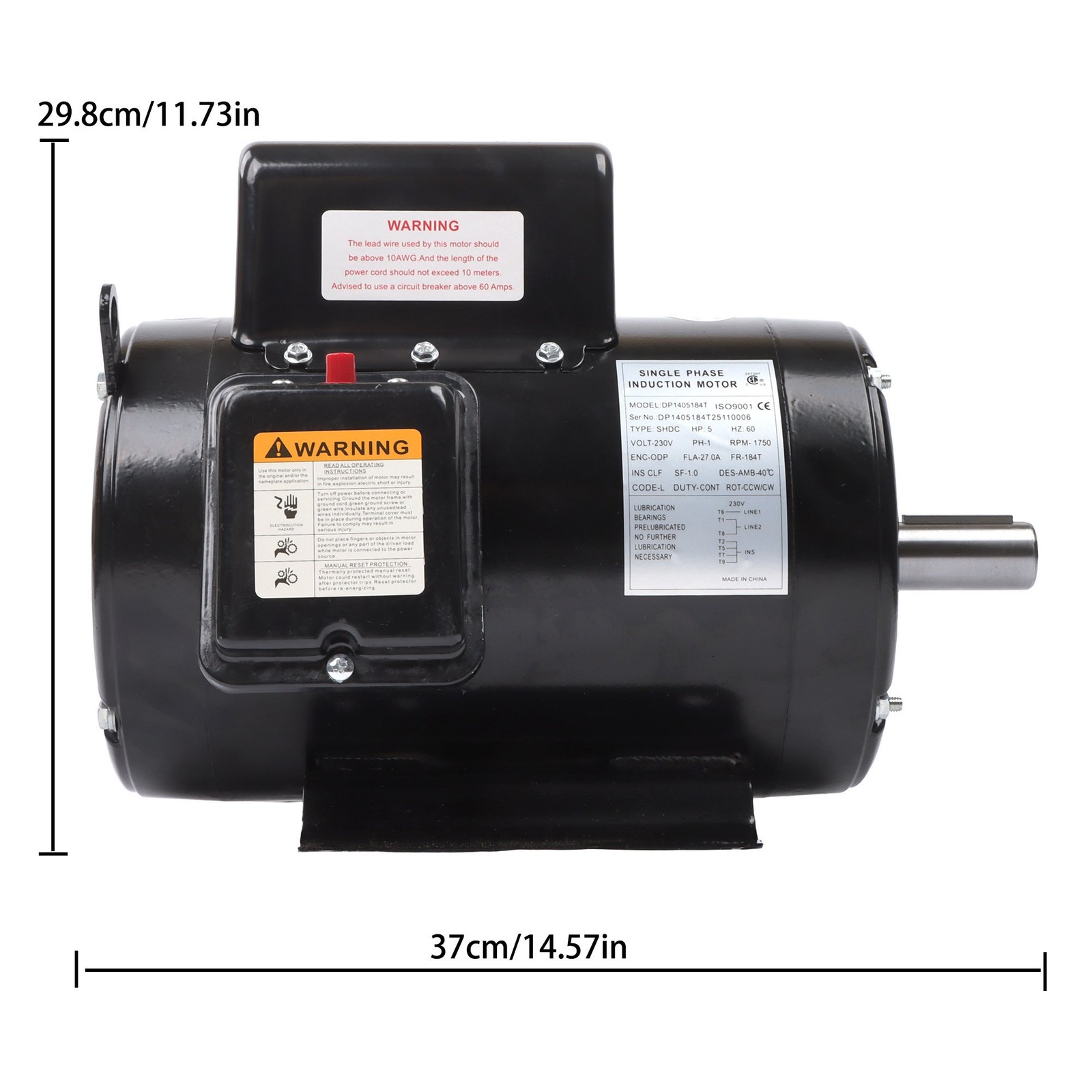 5 HP Single Phase ODP Compressor Motor 184T Frame 208-230V 60Hz Industrial
