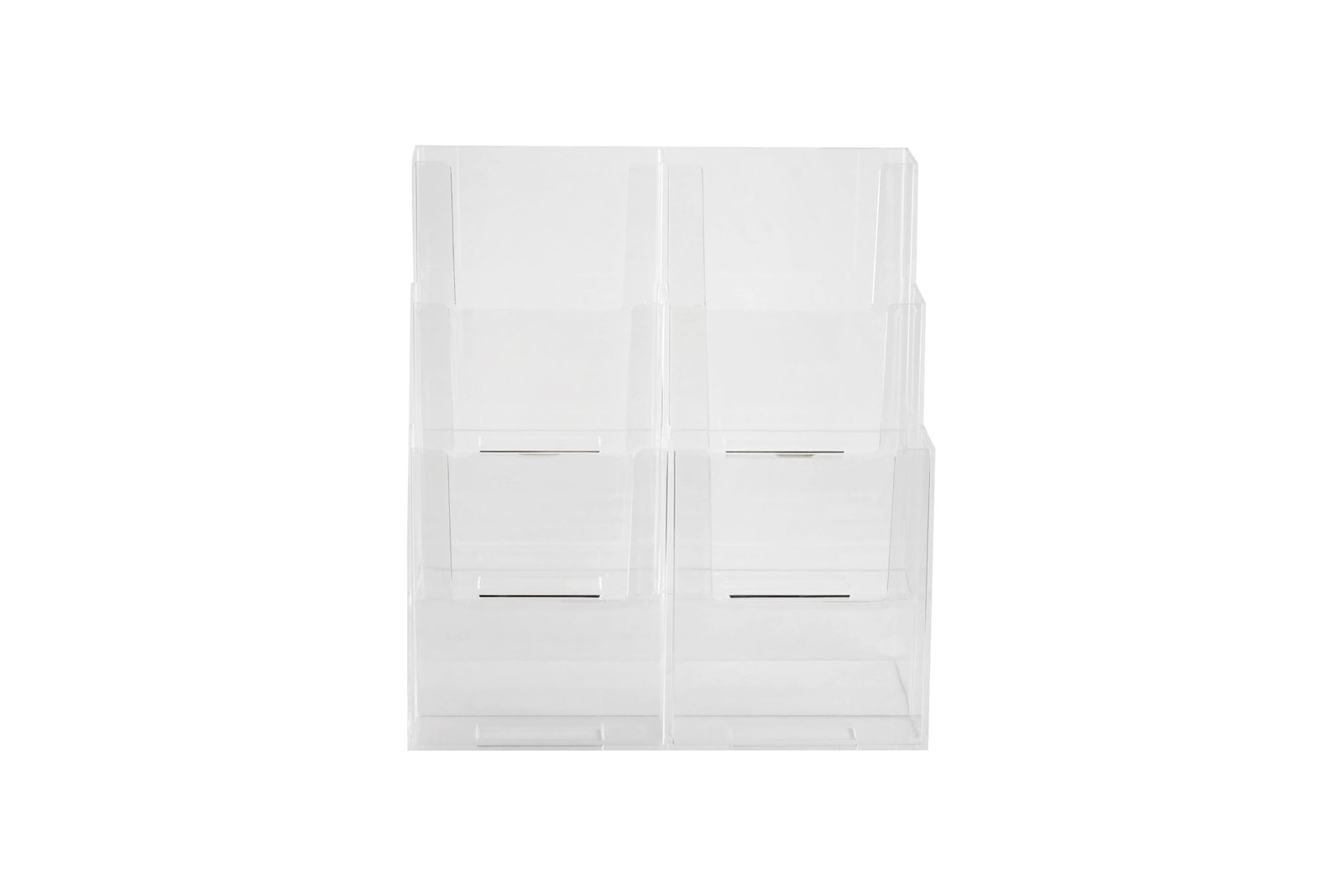 Dazzling Displays Acrylic Stand 3 Tier, 6 Pocket Fits 4 by 9 Material, Clear