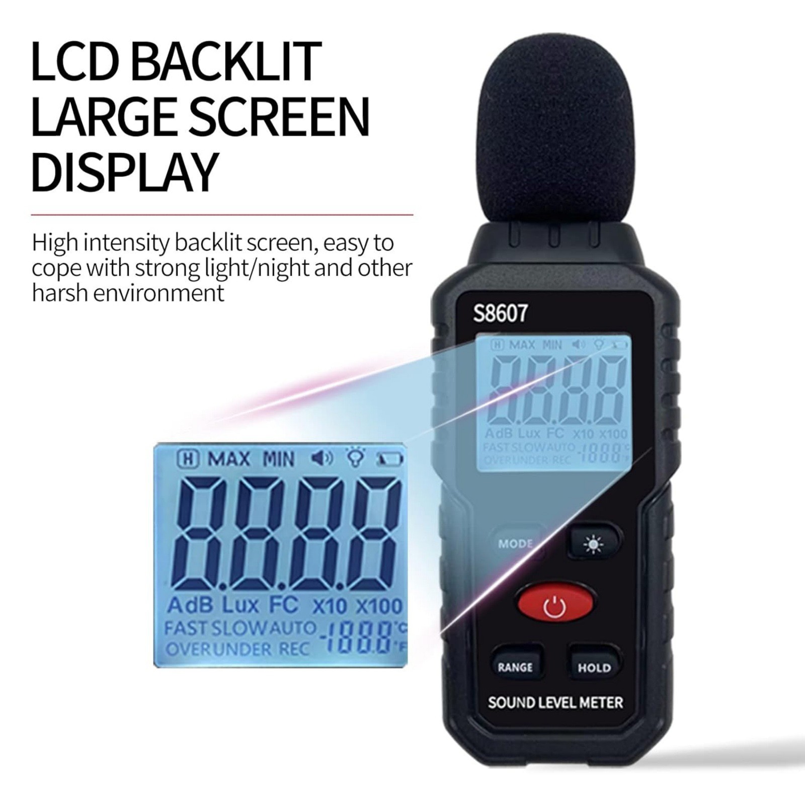 Digital Sound Level Meter Noise Decibel Meter 30-130dB Range Measurement Device