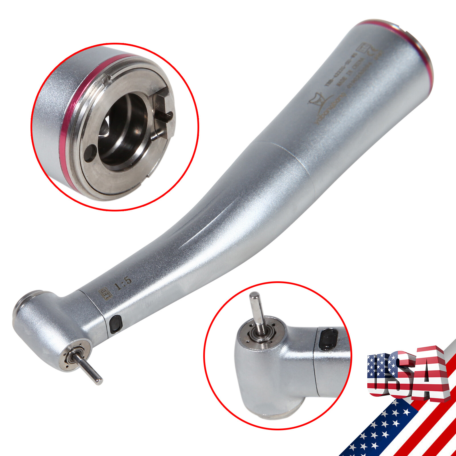KAV Style Dental LED 1:5 Increasing Contra Angle Handpiece Fiber Optic YBB-W5