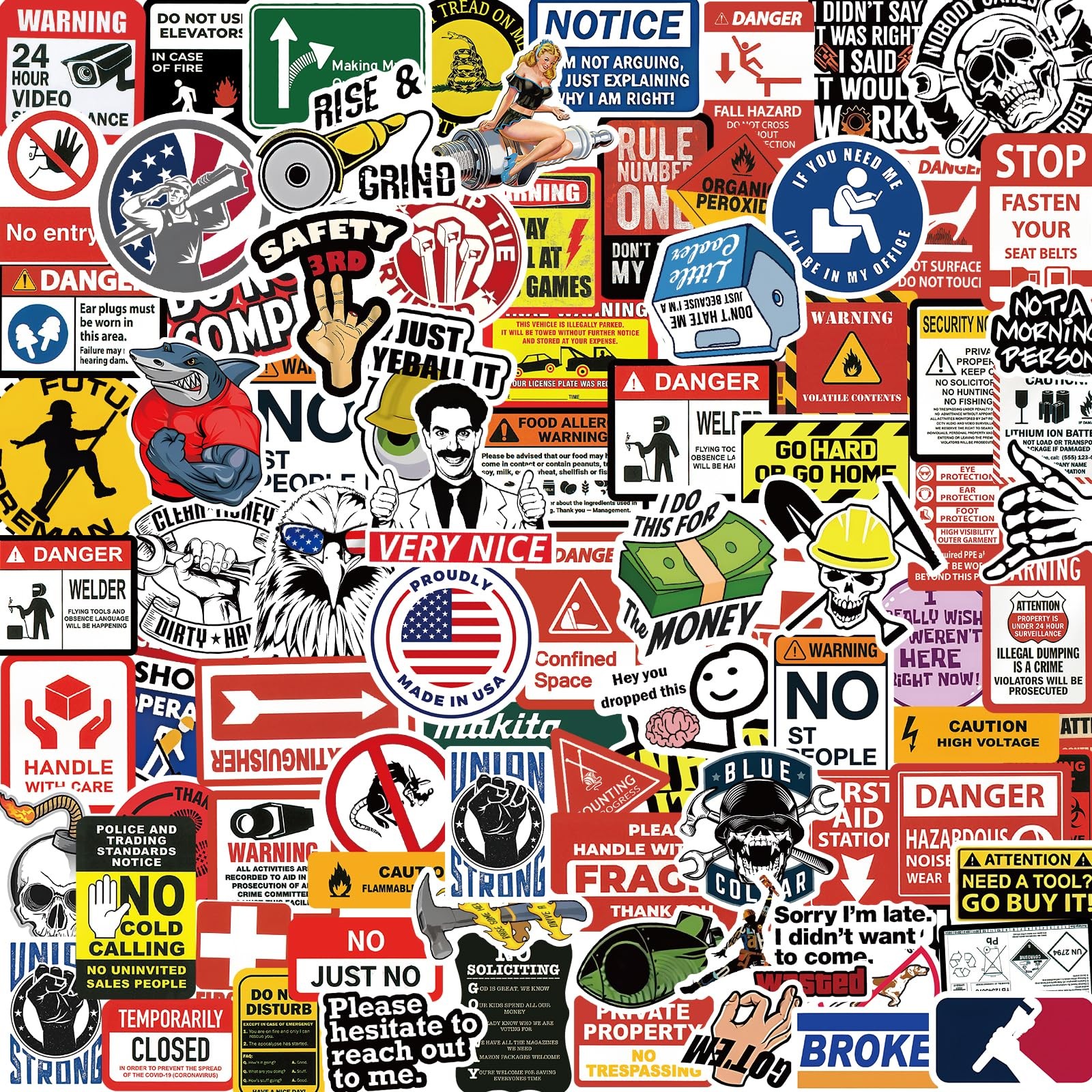 160 Funny Blue Collar Stickers for Adult Men’s Hard Hats & Tools – Great Gifts