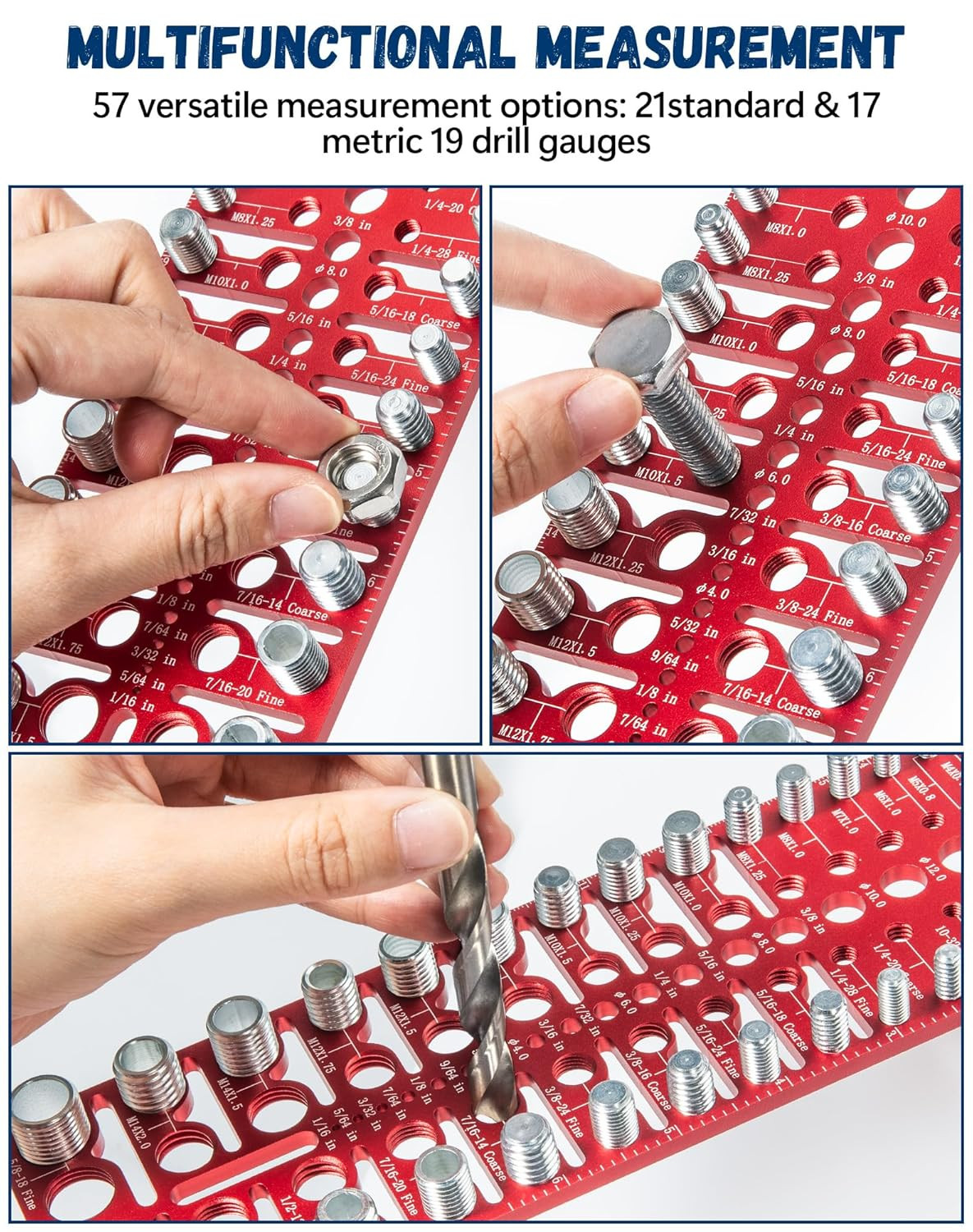 57 Nut and Bolt Thread Checker 17 Metric & 19 Drill Gauges Thread