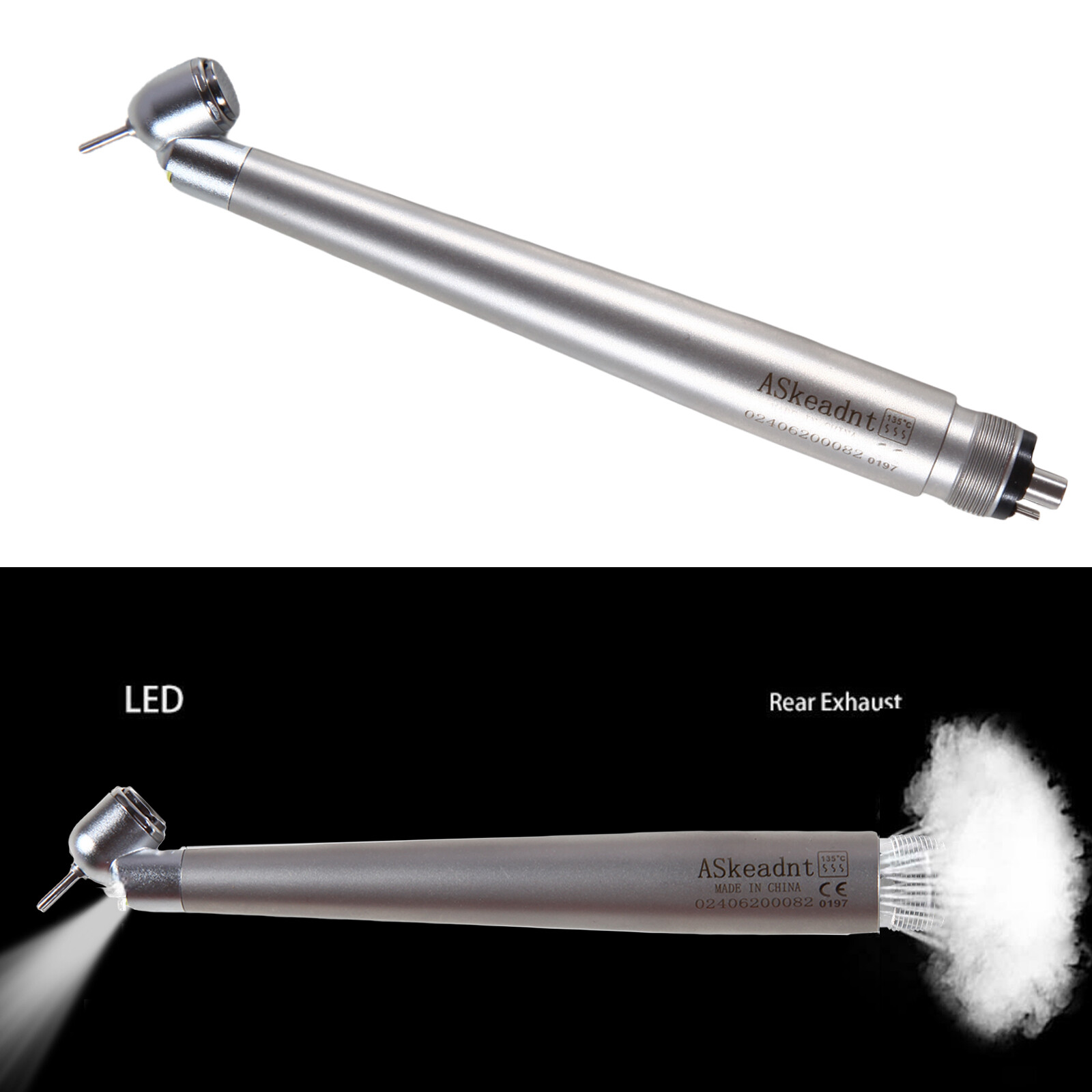 Dental 45° LED Optic High Speed Handpiece E-generator 4 Hole for NSK ASkeadnt